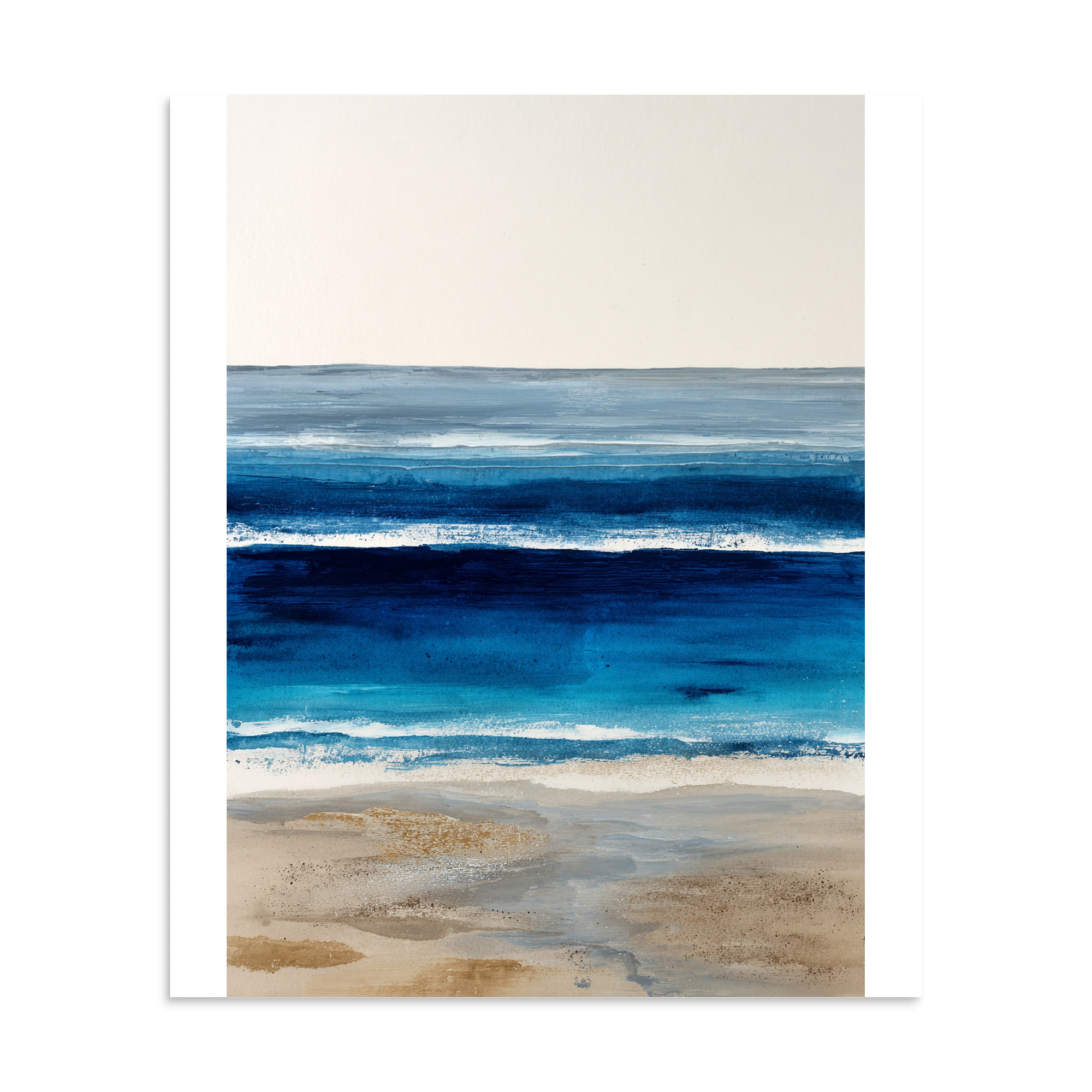 Deep Blue Ocean Wall Art Print, Navy Abstract Seascape, Coastal Sandy Shore Poster - Image 13