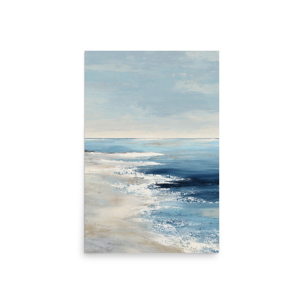 Coastal Beach Waves Wall Art Print, Blue Ocean Sandy Shore, Serene Seascape Poster - Image 15