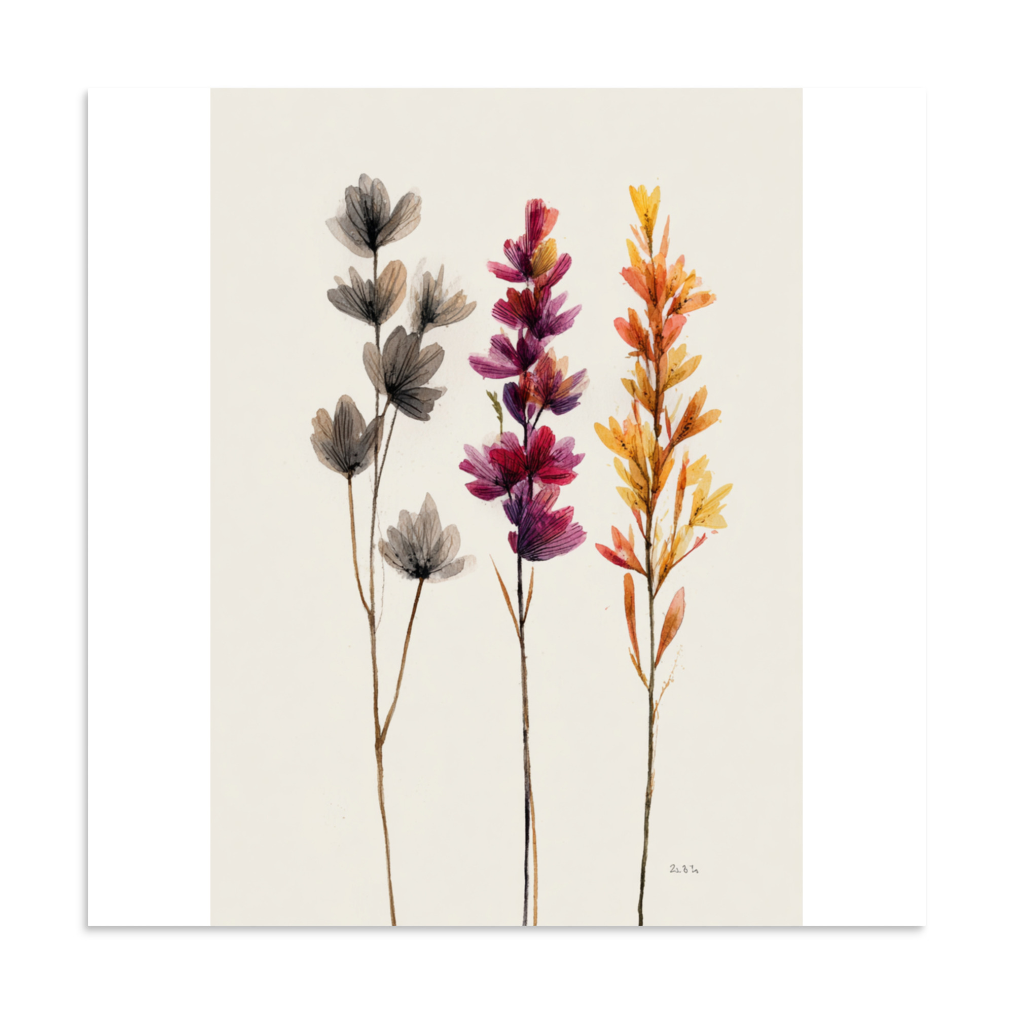 Wildflower Stems Wall Art Print, Minimalist Botanical Floral Illustration, Neutral Boho Decor - Image 21