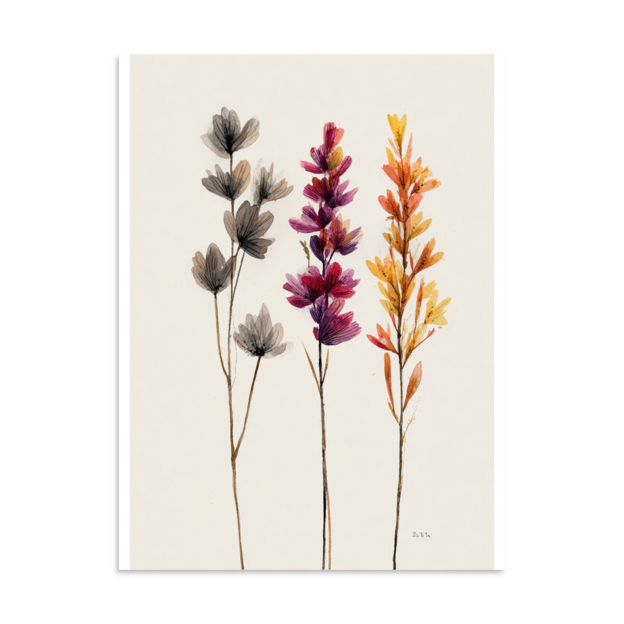 Wildflower Stems Wall Art Print, Minimalist Botanical Floral Illustration, Neutral Boho Decor - Image 25