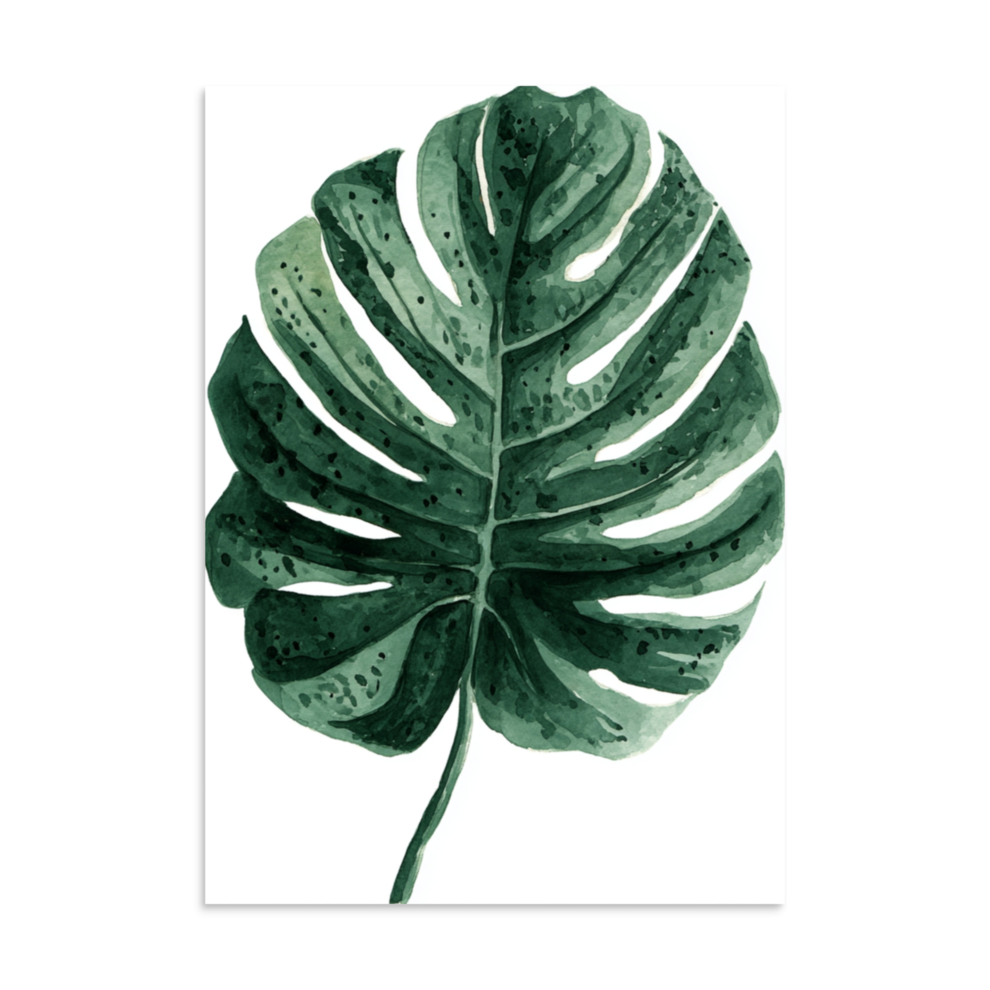 Monstera Leaf Wall Art Print, Deep Green Tropical Botanical Illustration, Modern Home Decor - Image 3