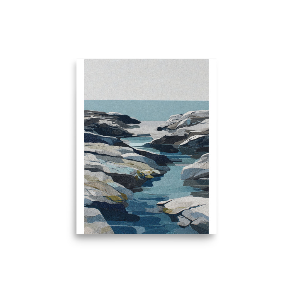 Coastal Rocks Wall Art Print, Turquoise Water Channel Seascape, Modern Rocky Shore Poster - Image 22