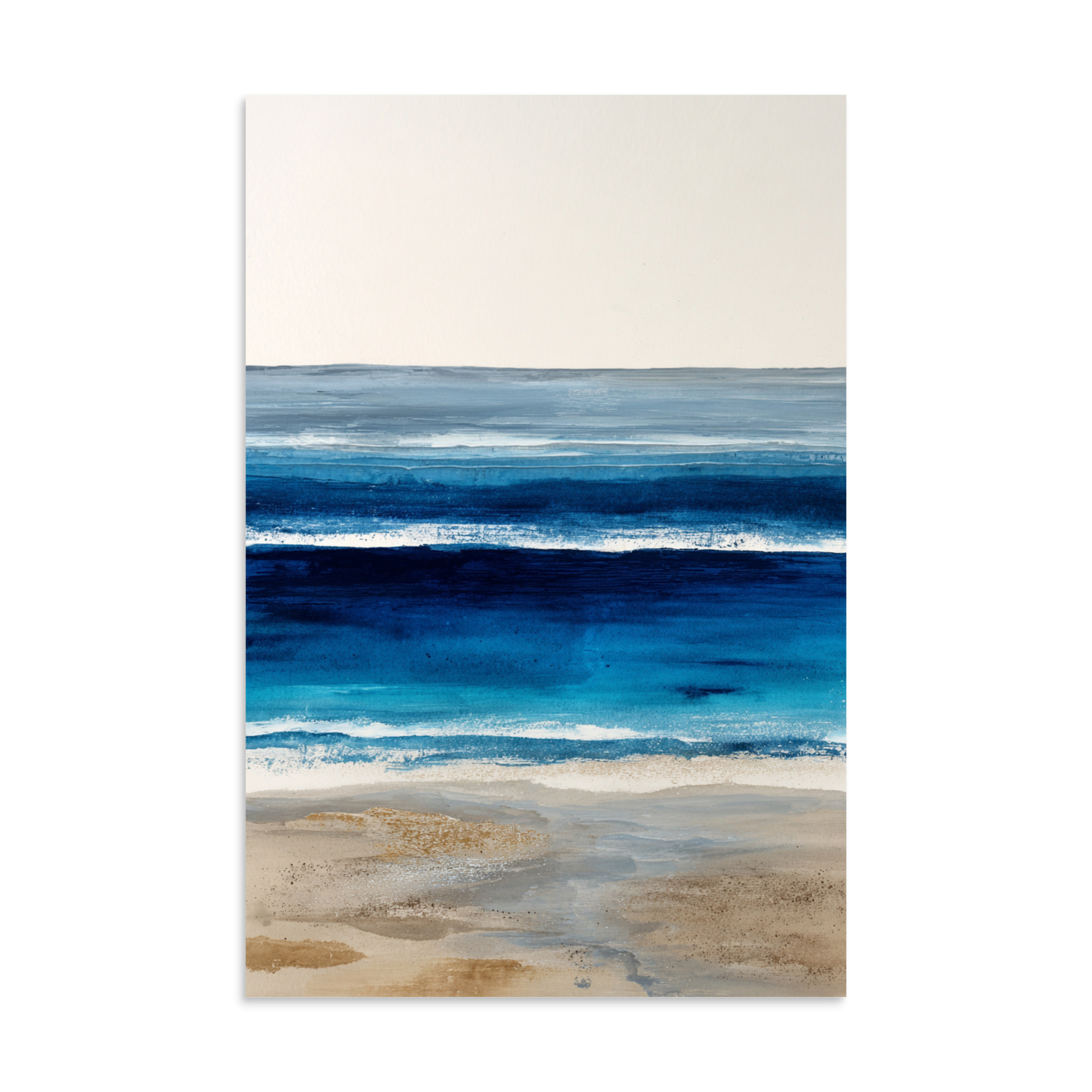 Deep Blue Ocean Wall Art Print, Navy Abstract Seascape, Coastal Sandy Shore Poster - Image 23