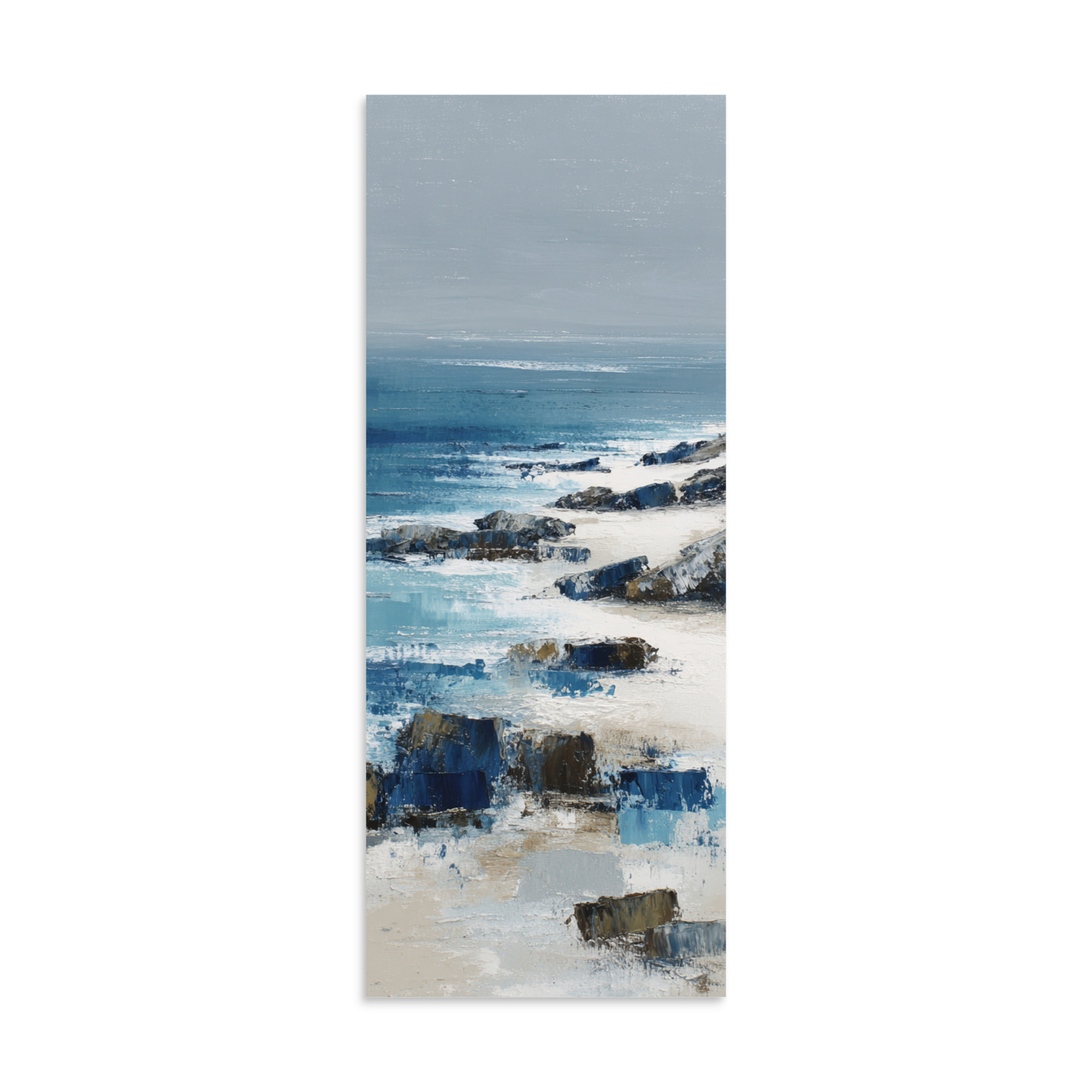 Sandy Beach Rocky Cove Wall Art Print, Blue Ocean Coastal Headland, Textured Seascape Poster - Image 24