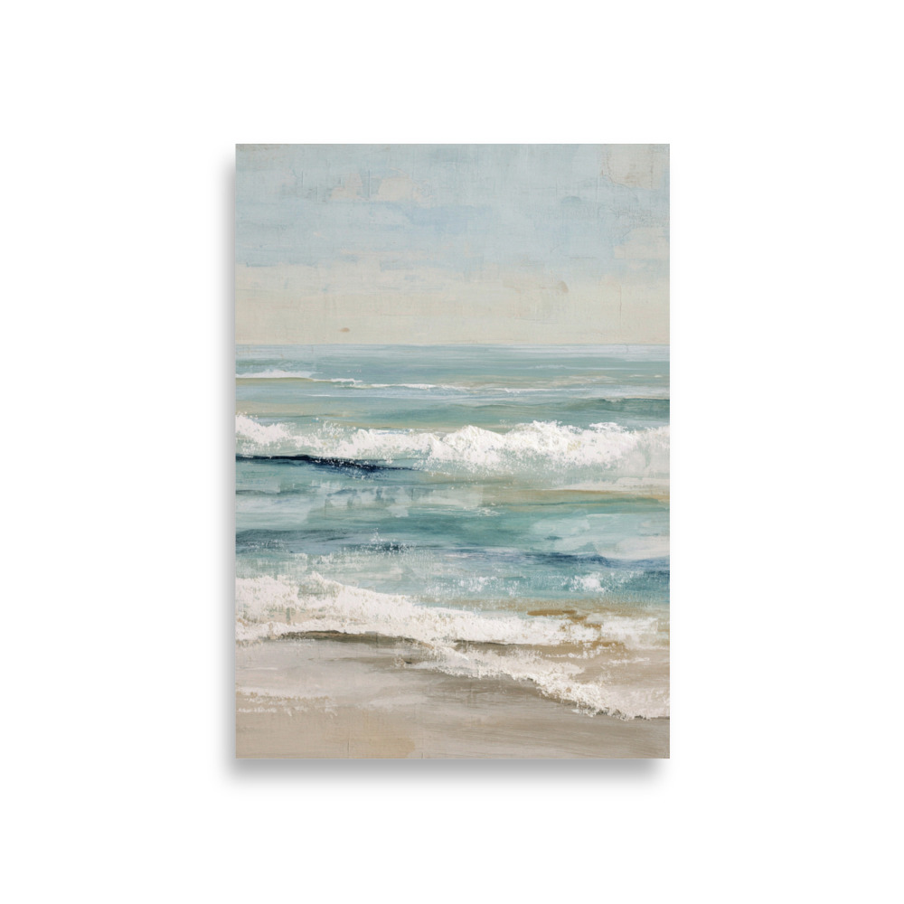 Coastal Ocean Waves Wall Art Print, Serene Beach Seascape, Calm Blue Sea Shore Poster - Image 3