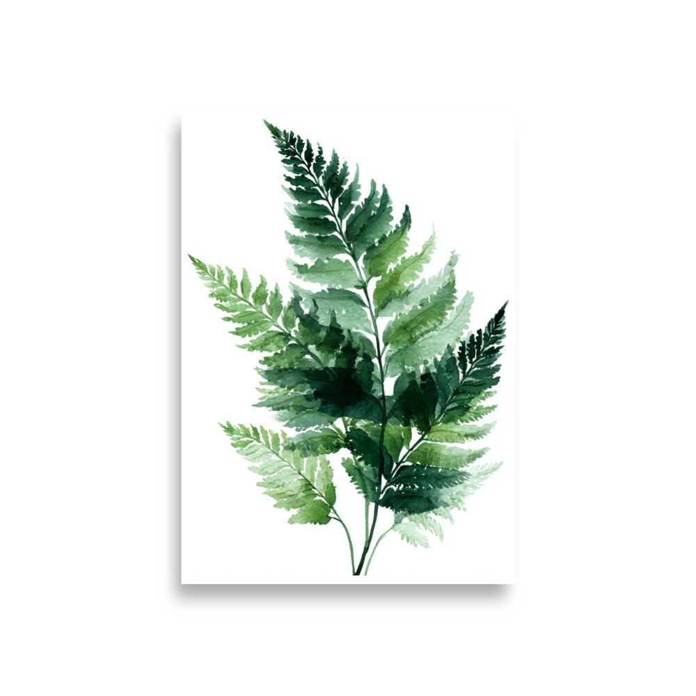 Watercolour Fern Wall Art Print, Green Botanical Leaf Illustration, Minimalist Nature Poster - Image 3