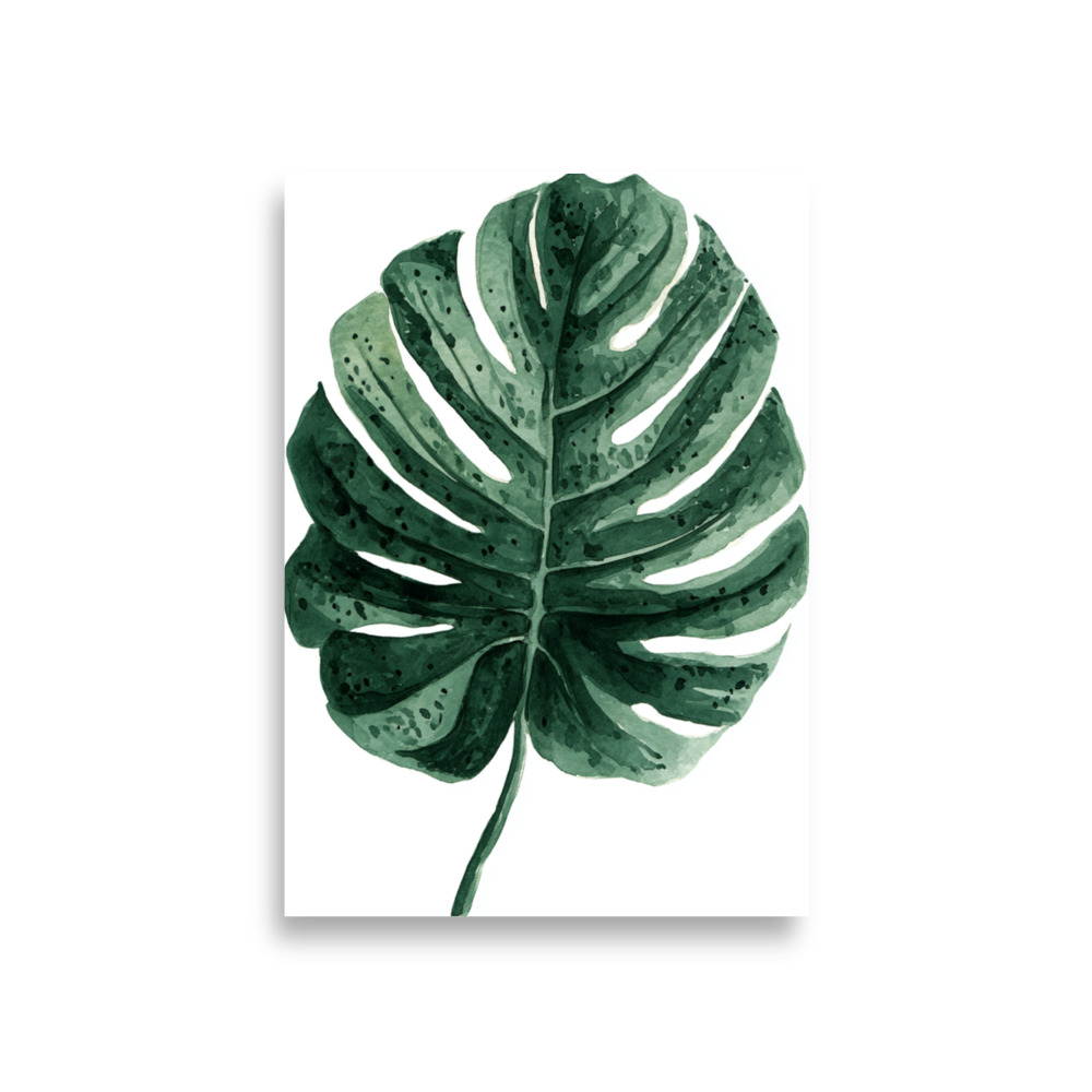 Monstera Leaf Wall Art Print, Deep Green Tropical Botanical Illustration, Modern Home Decor - Image 4