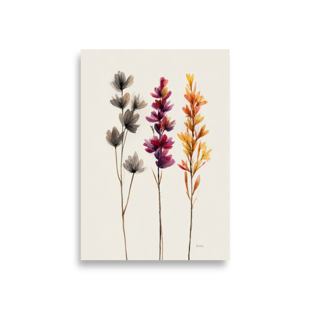 Wildflower Stems Wall Art Print, Minimalist Botanical Floral Illustration, Neutral Boho Decor - Image 4