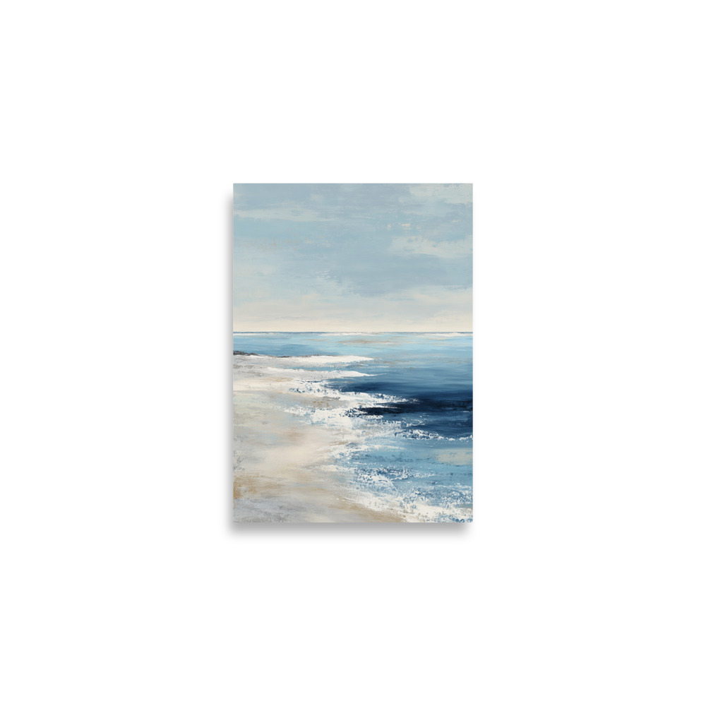 Coastal Beach Waves Wall Art Print, Blue Ocean Sandy Shore, Serene Seascape Poster - Image 4