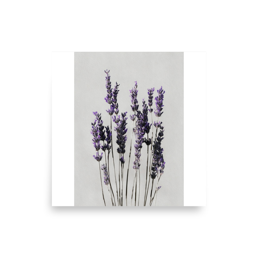 Lavender Wall Art Print, Purple Floral Botanical Illustration, Minimalist Bedroom Decor