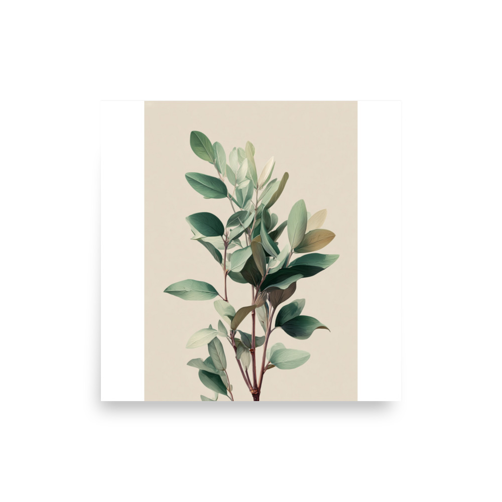 Sage Leaves Wall Art Print, Muted Green Botanical Herb Illustration, Minimalist Kitchen Decor