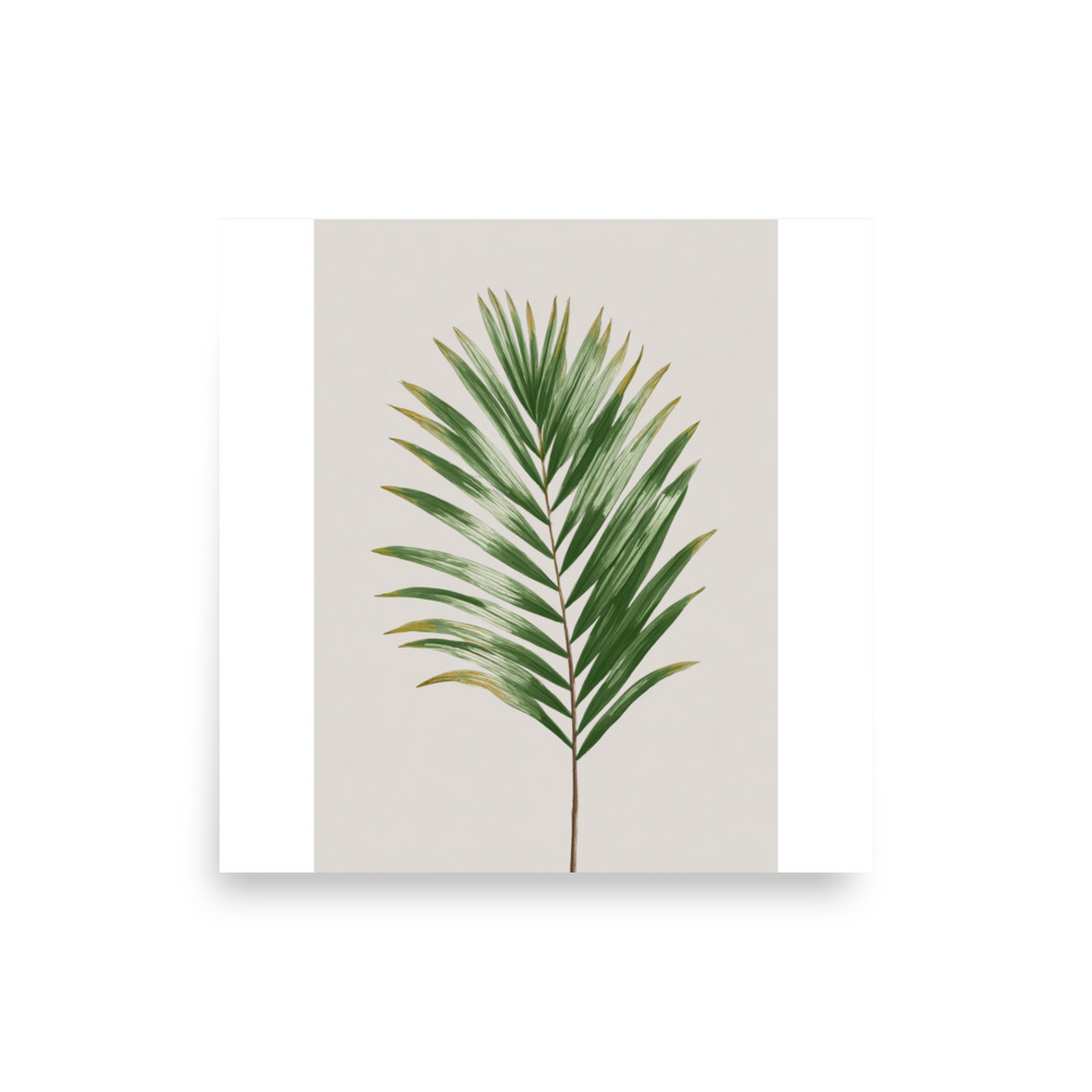 Palm Leaf Wall Art Print, Minimalist Green Tropical Botanical Illustration, Coastal Boho Decor