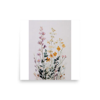 Wildflower Wall Art Print, Colourful Botanical Meadow Illustration, Spring Boho Decor