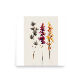 Wildflower Stems Wall Art Print, Minimalist Botanical Floral Illustration, Neutral Boho Decor