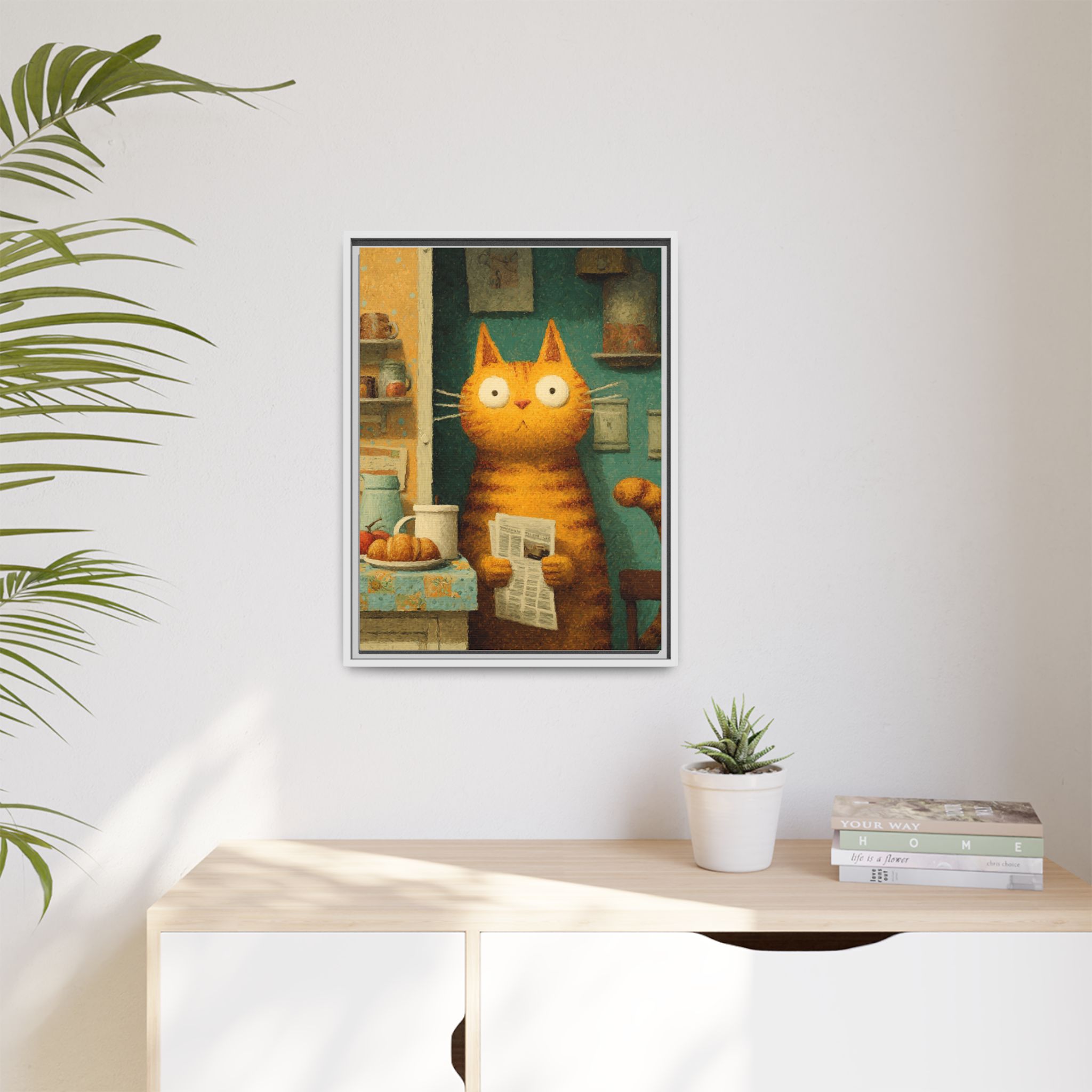 Whimsical Cat Art Print | Colorful Abstract Animals Kids | Framed Canvas Print - Image 47