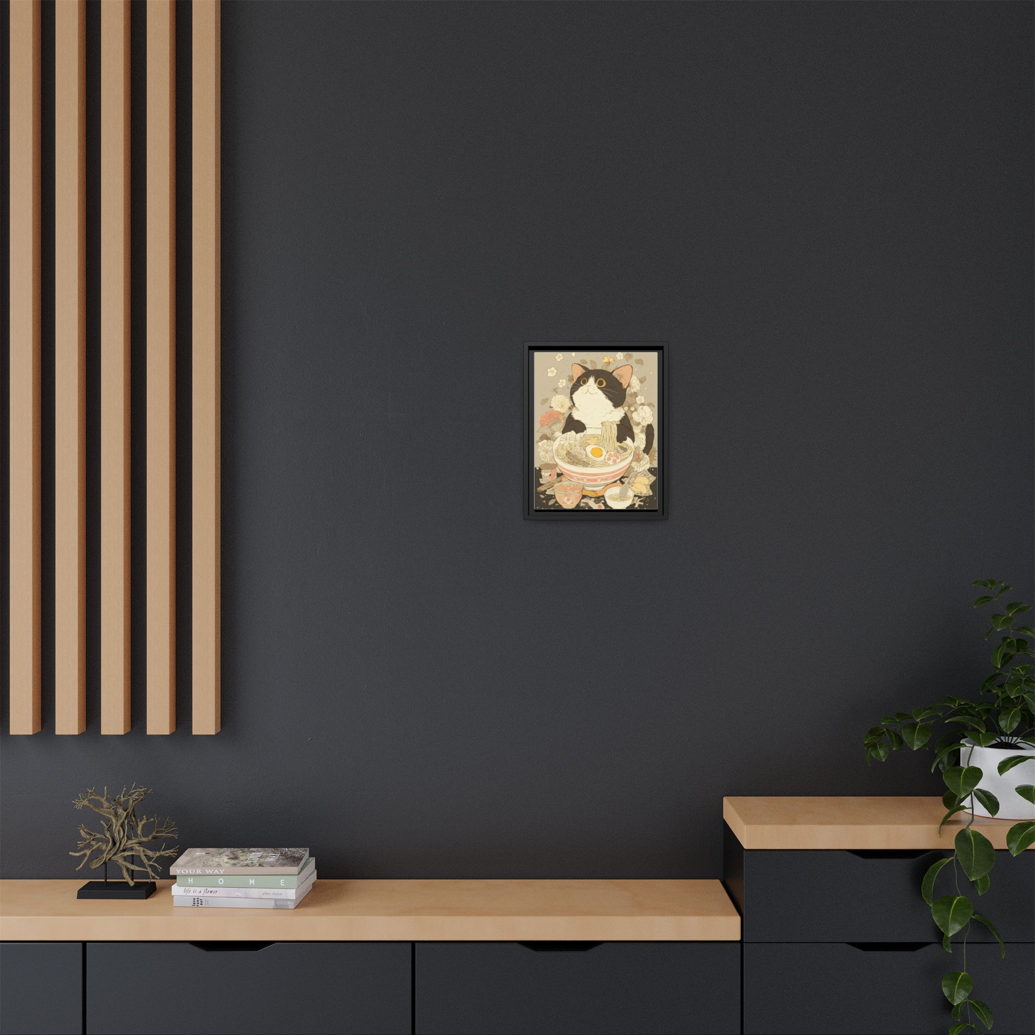 Kawaii Cat Ramen Print | Japanese Kitchen Wall Art | Framed Canvas Print - Image 56