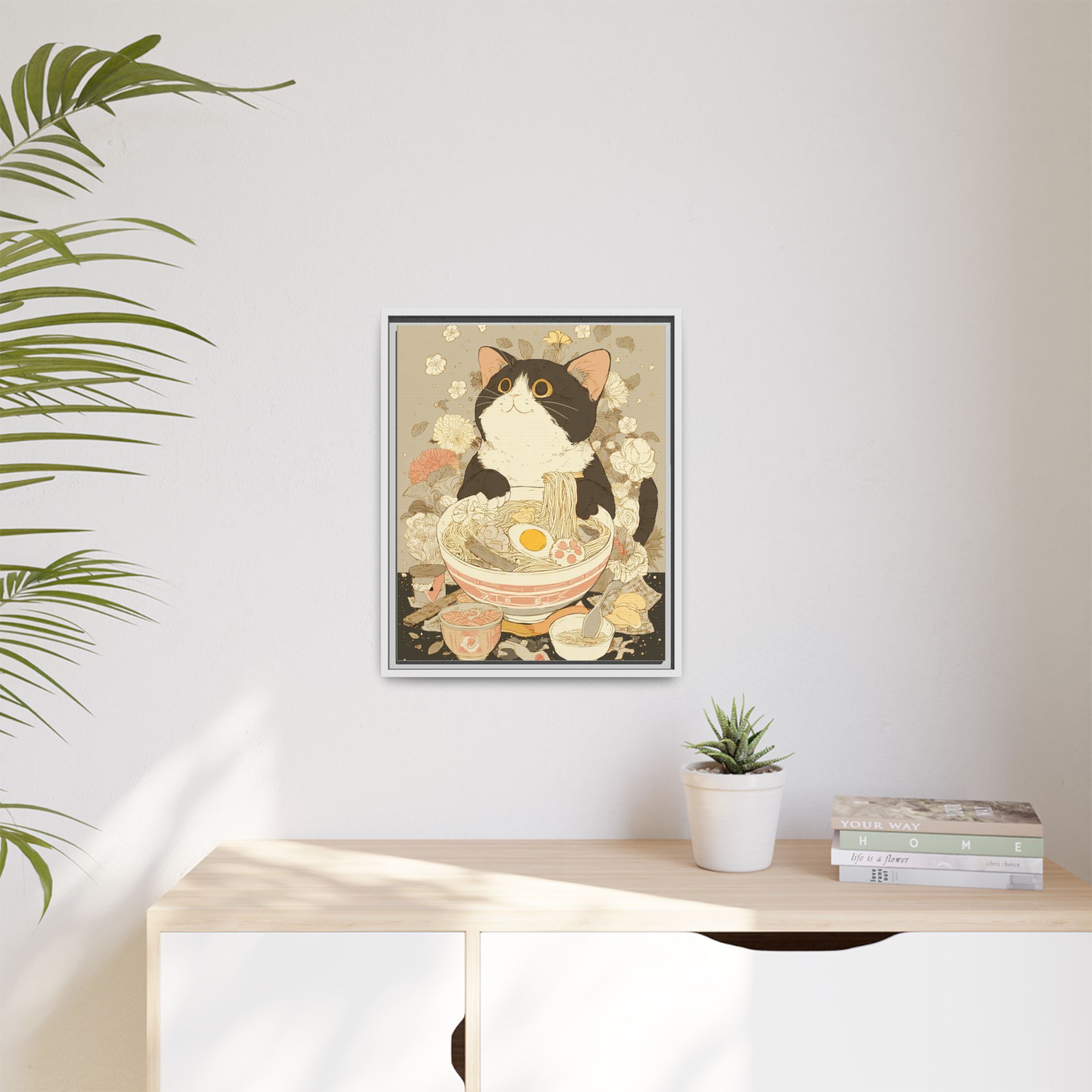 Kawaii Cat Ramen Print | Japanese Kitchen Wall Art | Framed Canvas Print - Image 27