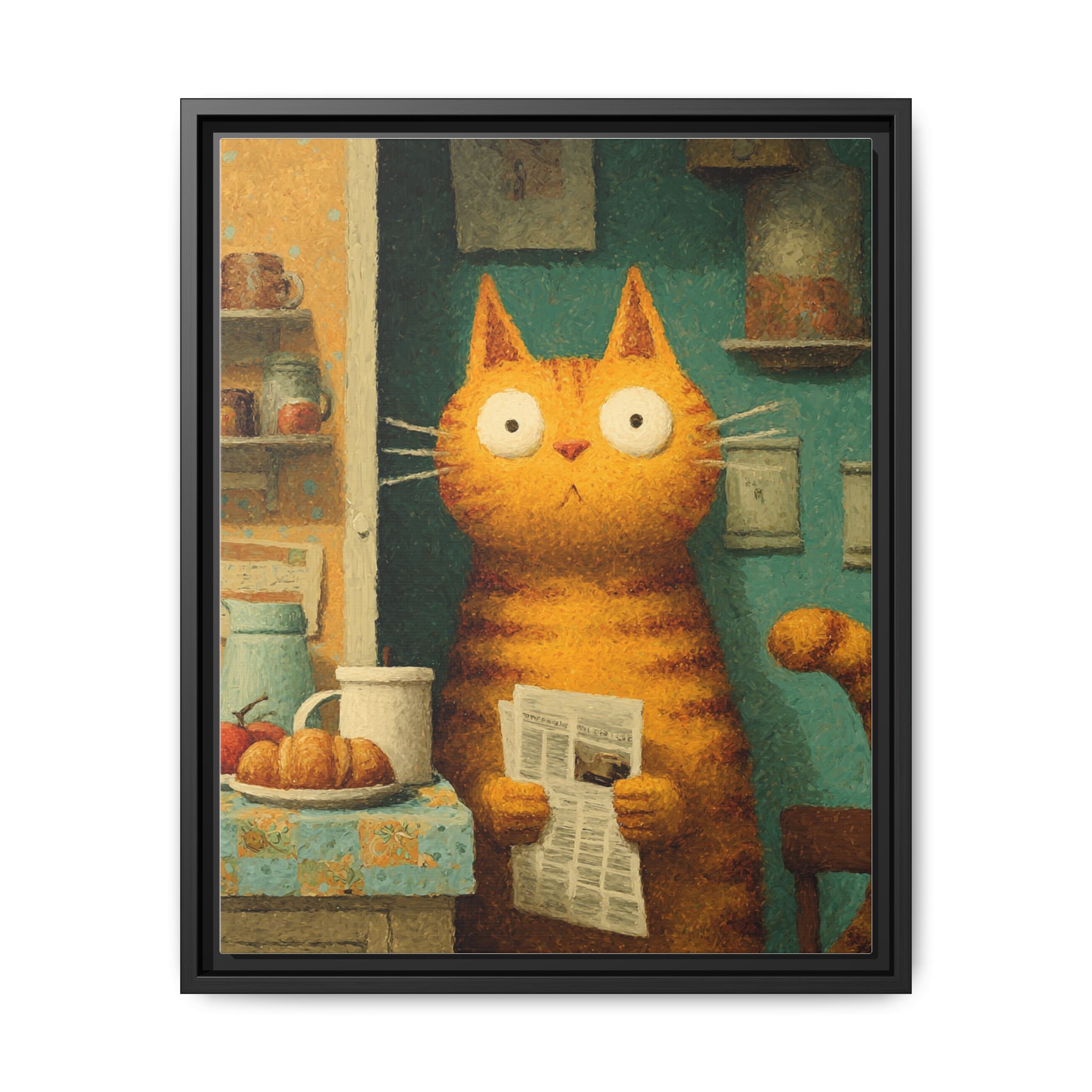 Whimsical Cat Art Print | Colorful Abstract Animals Kids | Framed Canvas Print - Image 29