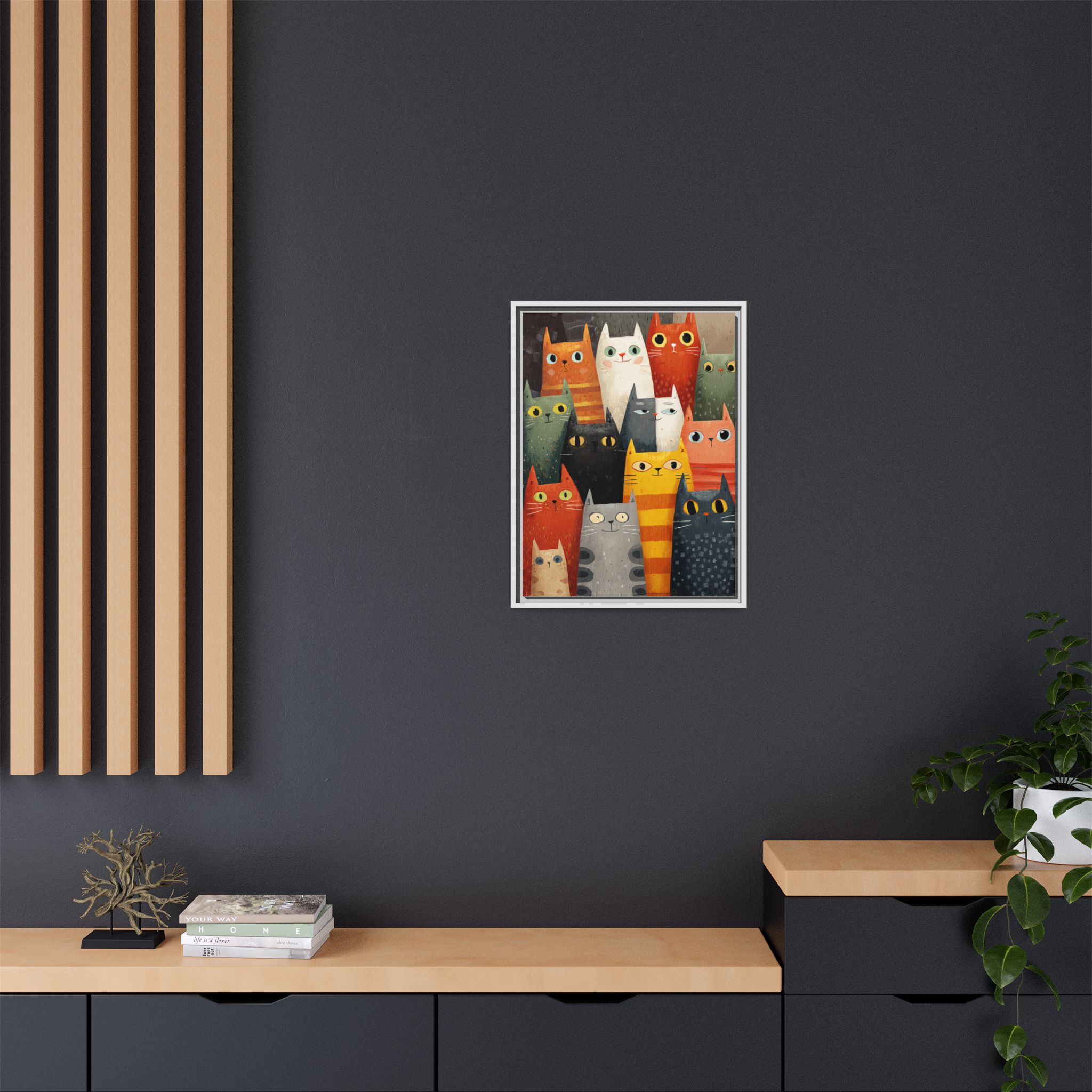 Orange Cat Reading Newspaper Art Print | Whimsical Kitchen Art | Framed Canvas Print - Image 48