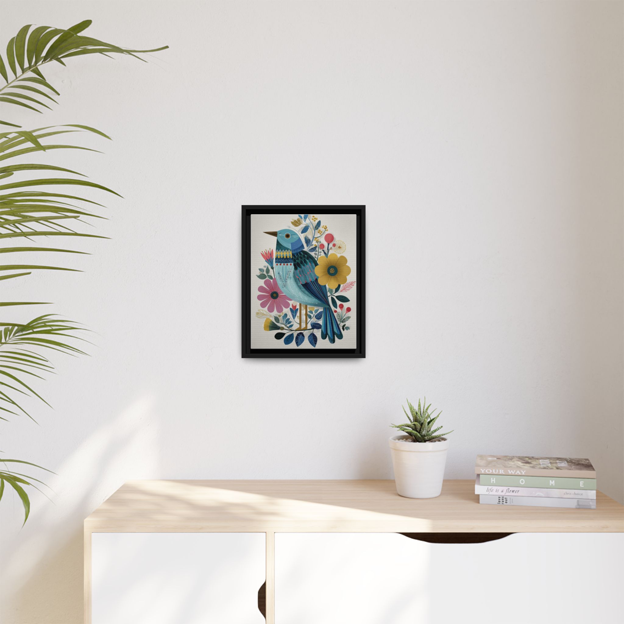 Folk Art Bird Print | Colorful Floral Nature Poster | Framed Canvas Print - Image 39