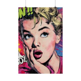Pop Art Woman Portrait Print | Retro Comic Style Wall Art | Matte Poster Print
