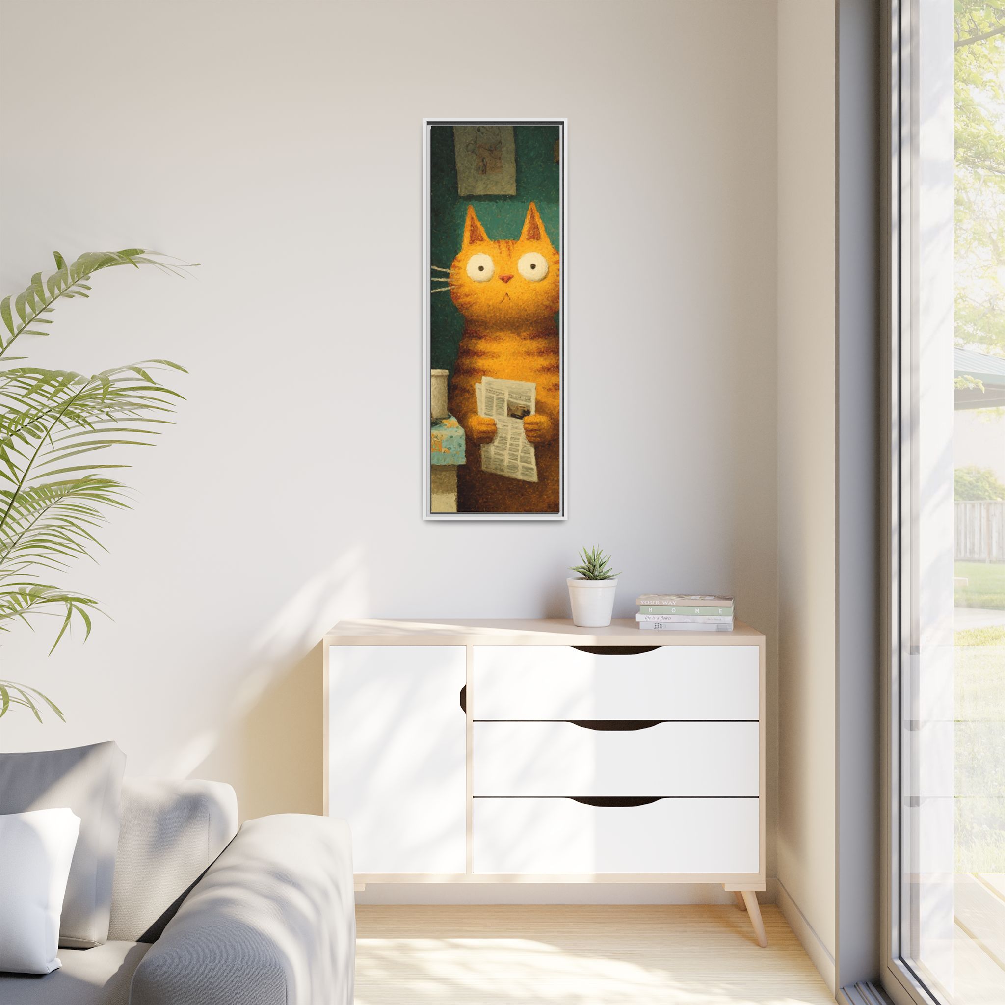 Whimsical Cat Art Print | Colorful Abstract Animals Kids | Framed Canvas Print - Image 19
