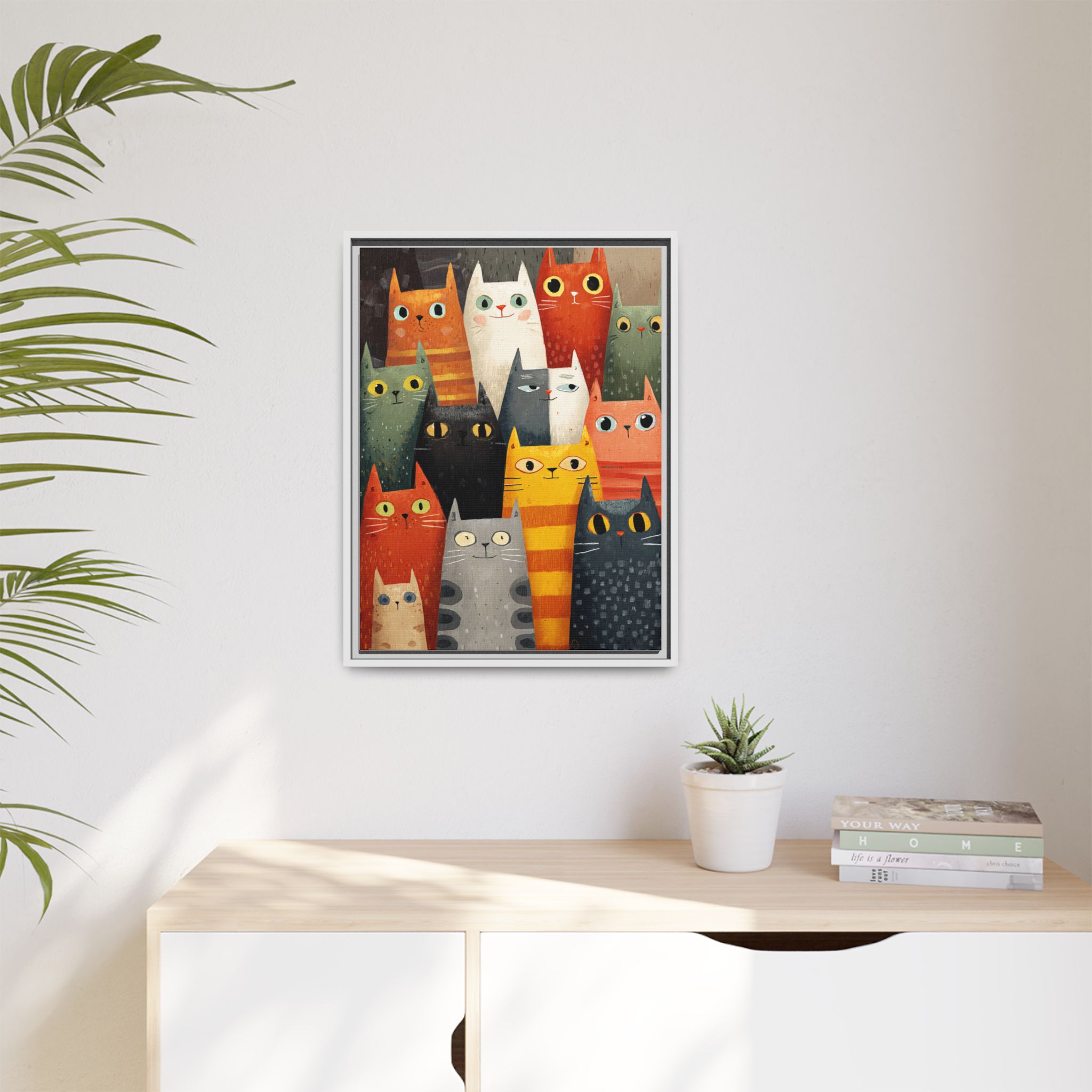 Orange Cat Reading Newspaper Art Print | Whimsical Kitchen Art | Framed Canvas Print - Image 47