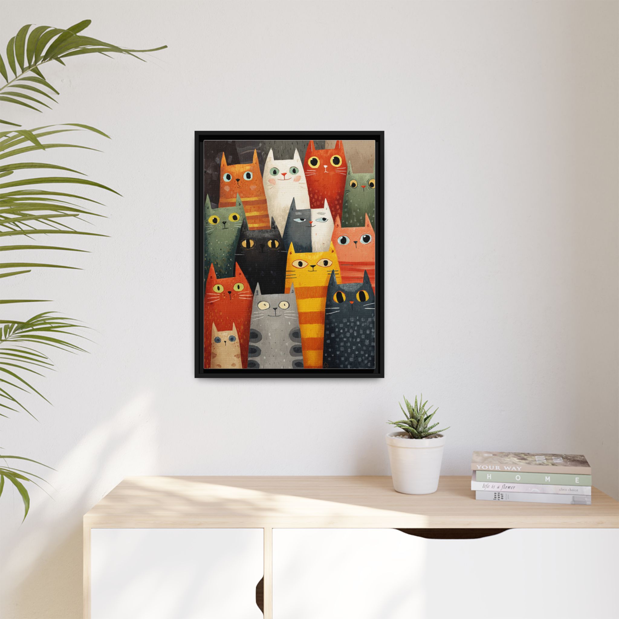Orange Cat Reading Newspaper Art Print | Whimsical Kitchen Art | Framed Canvas Print - Image 43