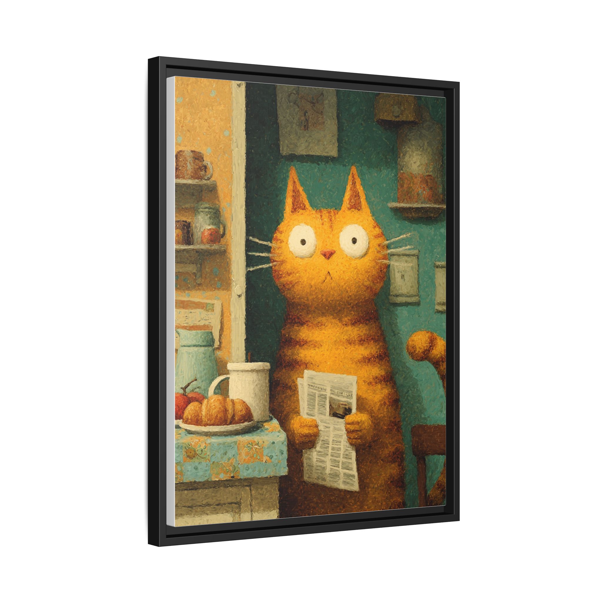 Whimsical Cat Art Print | Colorful Abstract Animals Kids | Framed Canvas Print - Image 42