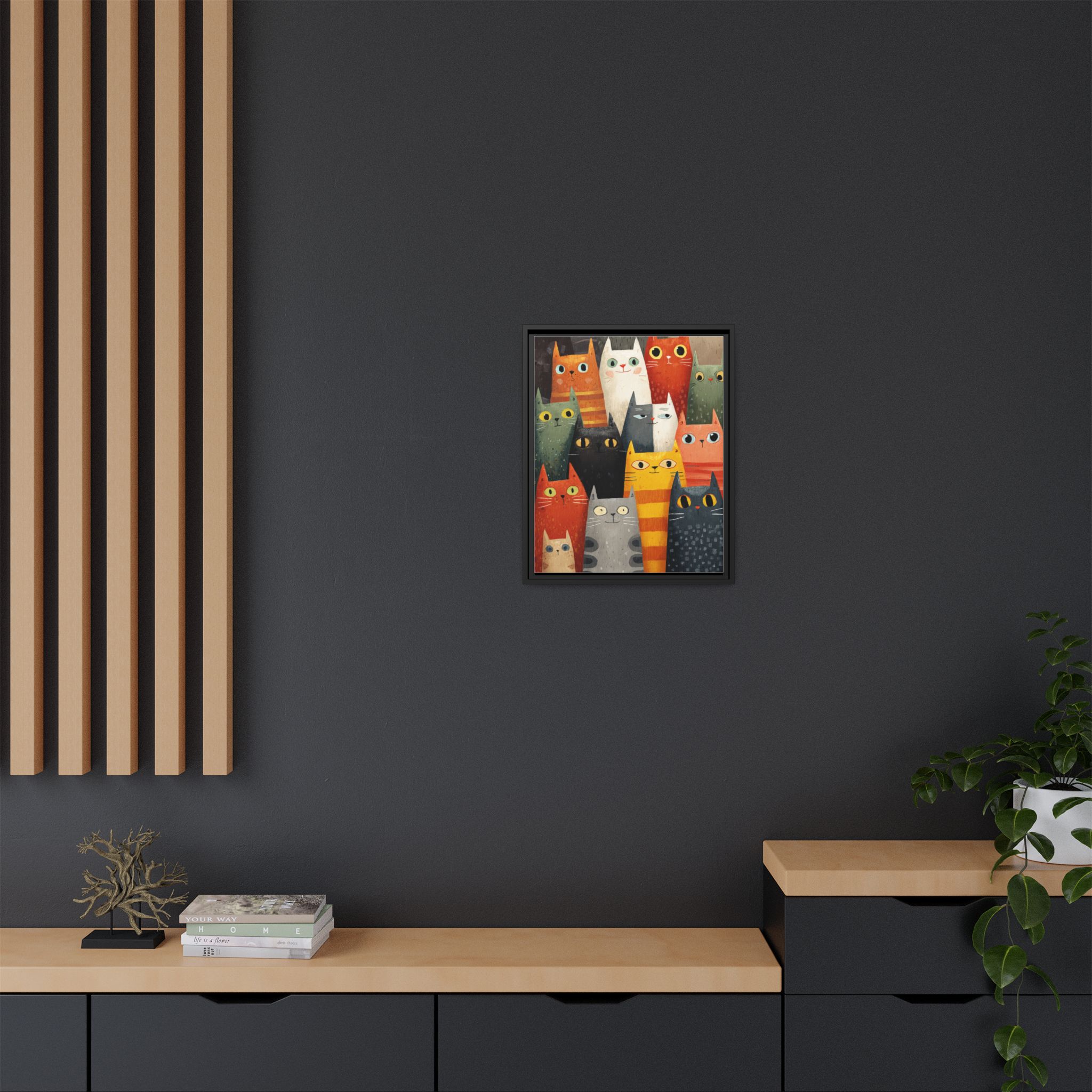 Orange Cat Reading Newspaper Art Print | Whimsical Kitchen Art | Framed Canvas Print - Image 32