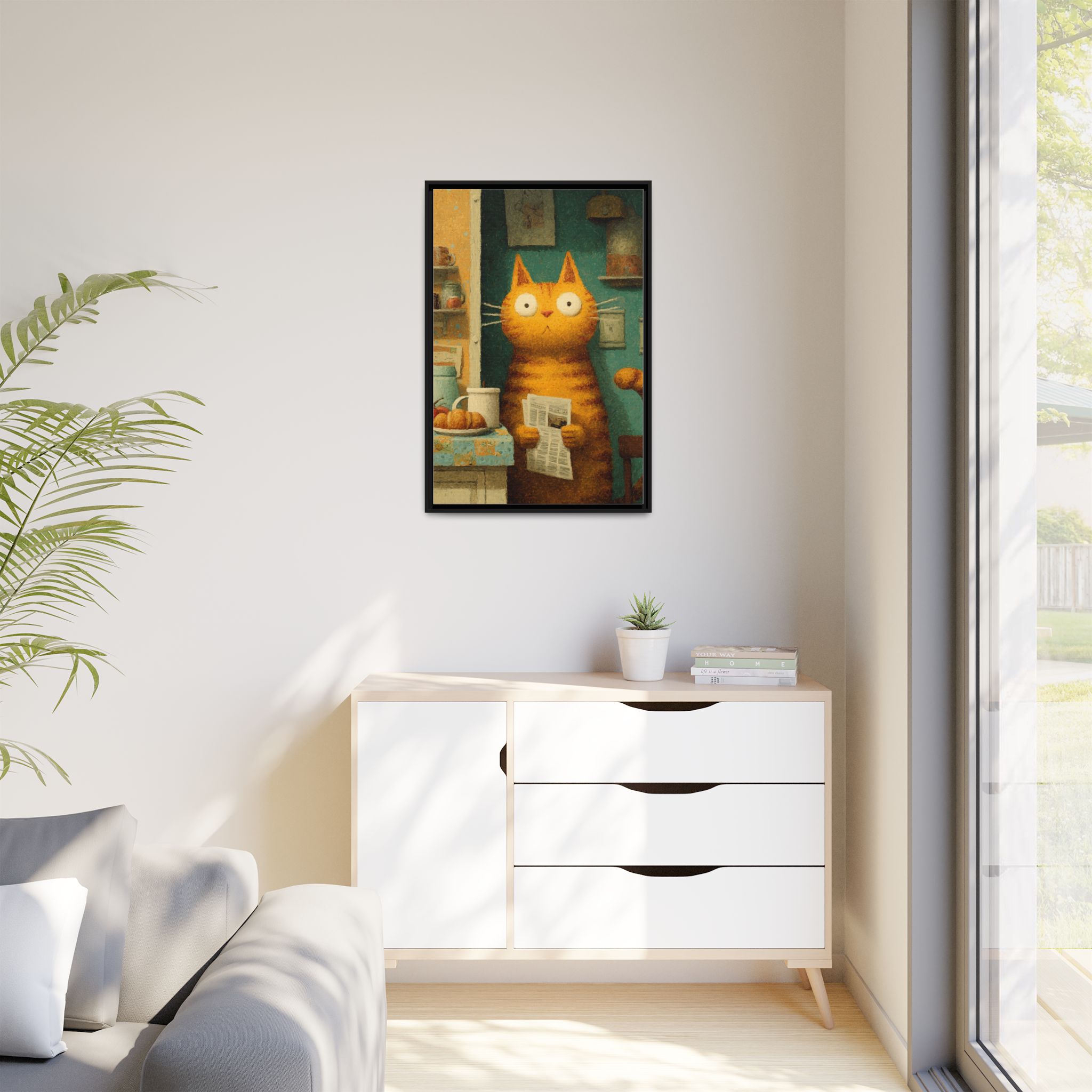 Whimsical Cat Art Print | Colorful Abstract Animals Kids | Framed Canvas Print - Image 35