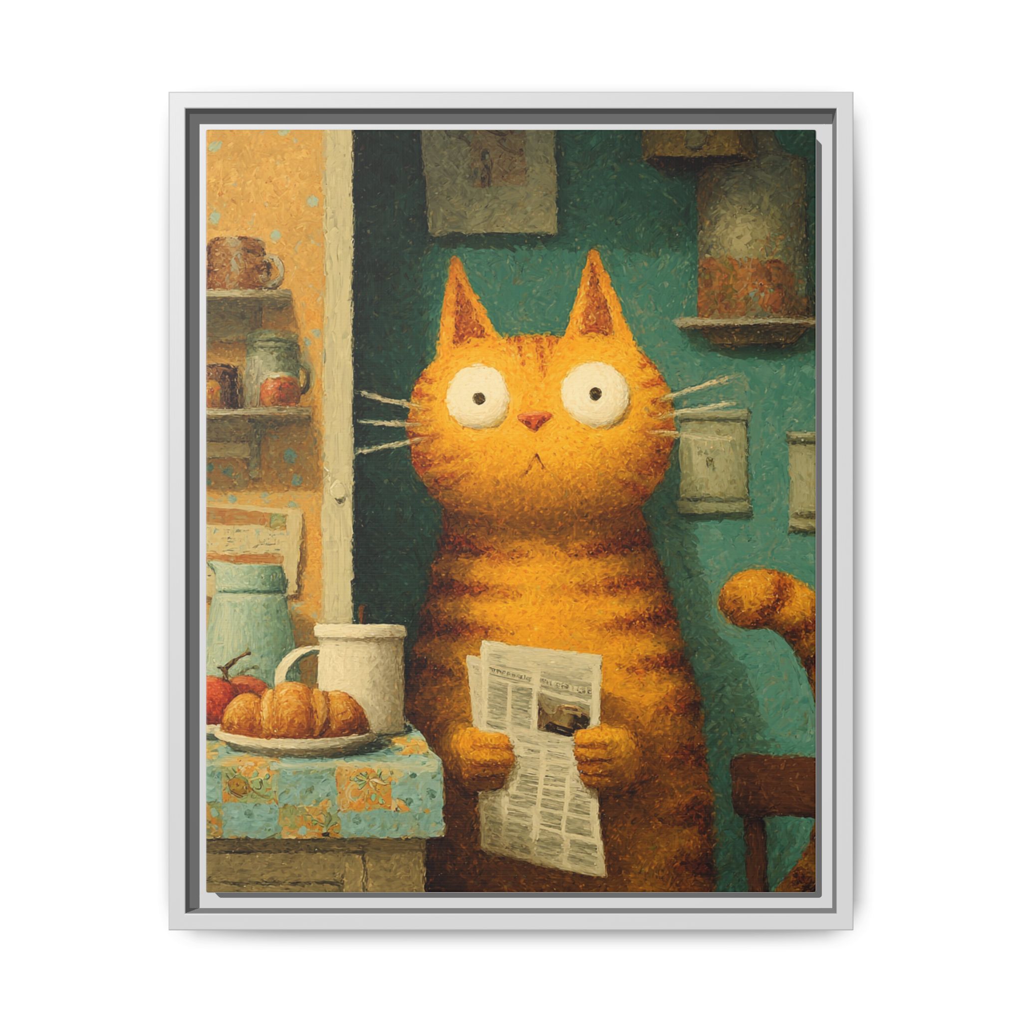 Whimsical Cat Art Print | Colorful Abstract Animals Kids | Framed Canvas Print - Image 25