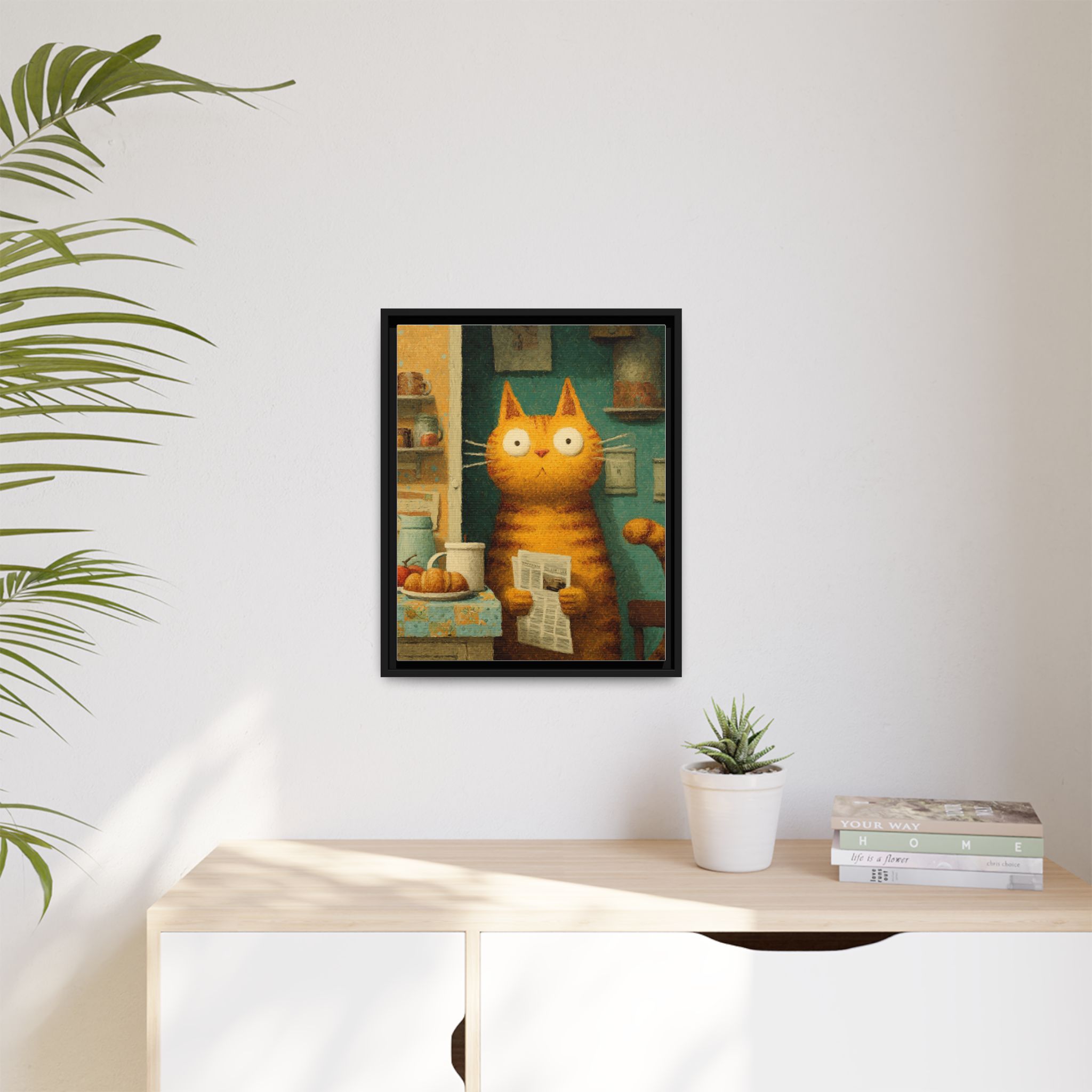 Whimsical Cat Art Print | Colorful Abstract Animals Kids | Framed Canvas Print - Image 31