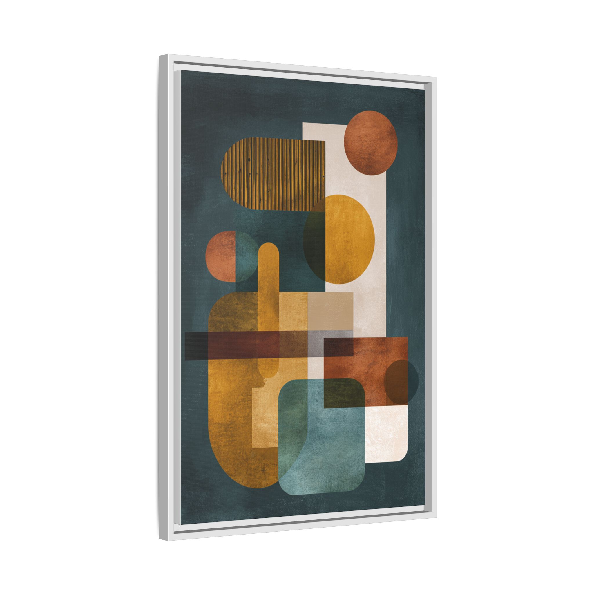 Mid Century Geometric Wall Art Print | Navy Gold Terracotta Abstract Shapes | Boho Modern Living Room Art | Framed Canvas Print - Image 14