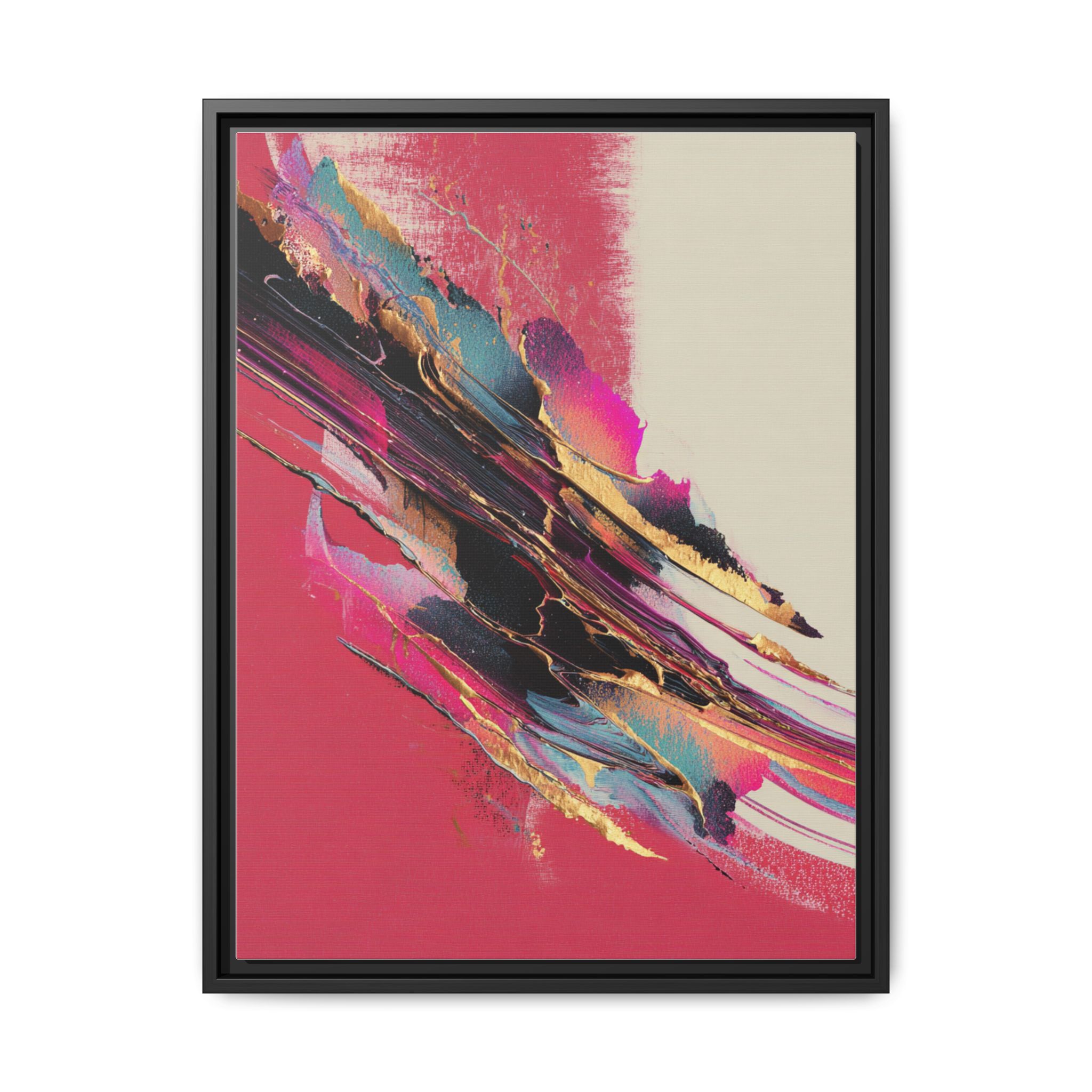 Abstract Art Print | Pink Coral Black Gold Modern Wall Art | Framed Canvas Print - Image 25