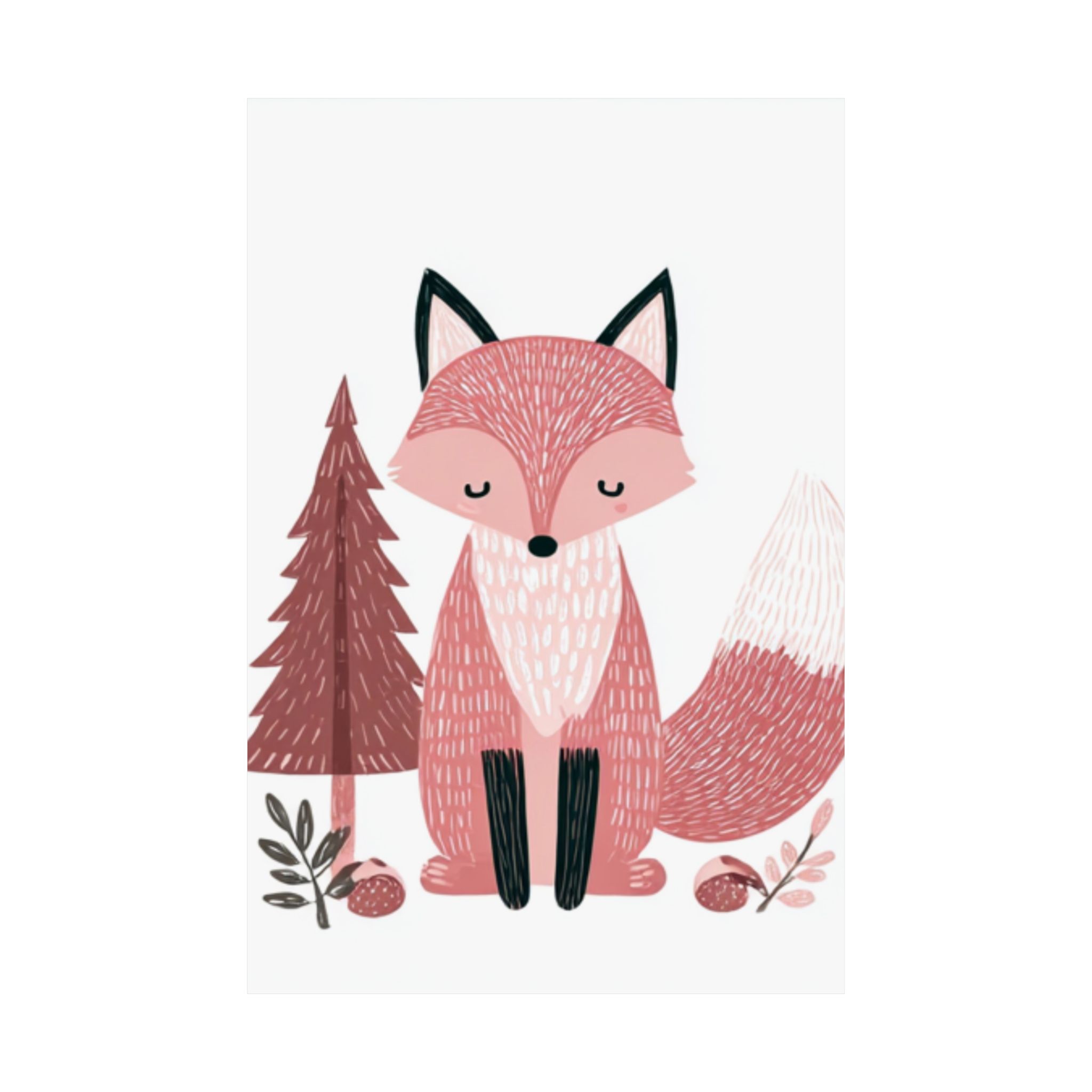 Pink Fox Woodland Nursery Art Print | Whimsical Forest Animal | Matte Poster Print - Image 22