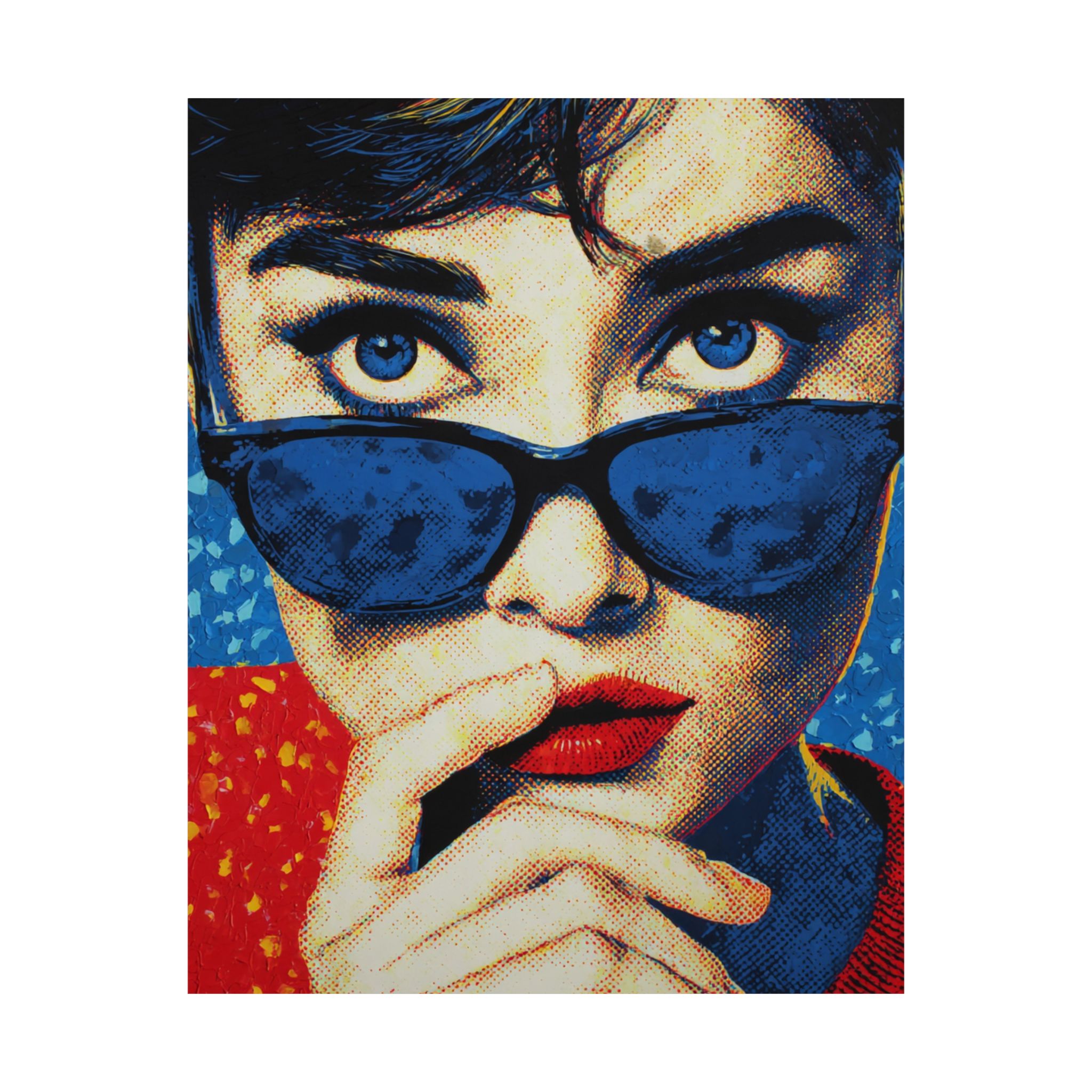 Pop Art Woman Portrait Print | Vintage Retro Blue Red Yellow | Matte Poster Print - Image 10