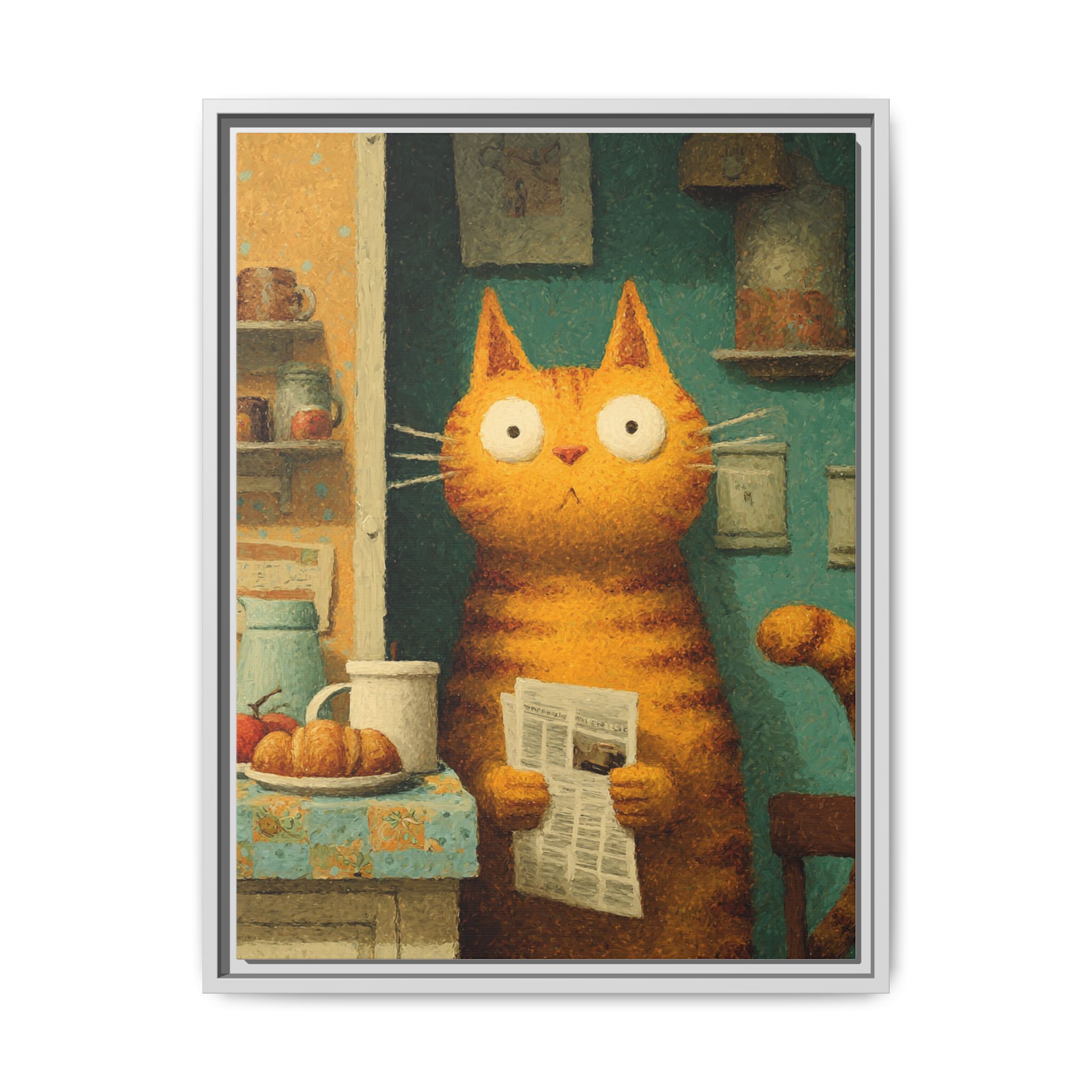 Whimsical Cat Art Print | Colorful Abstract Animals Kids | Framed Canvas Print - Image 45