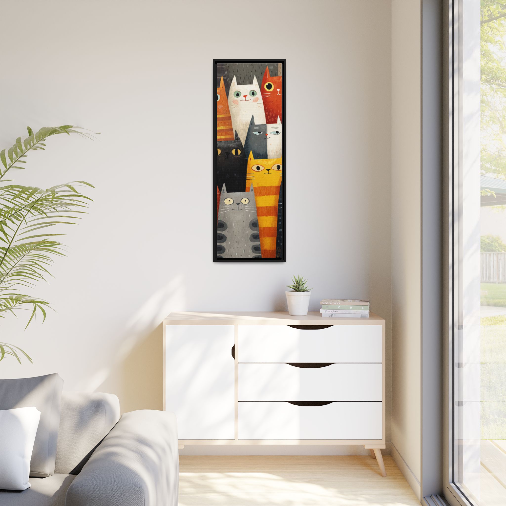 Orange Cat Reading Newspaper Art Print | Whimsical Kitchen Art | Framed Canvas Print - Image 23