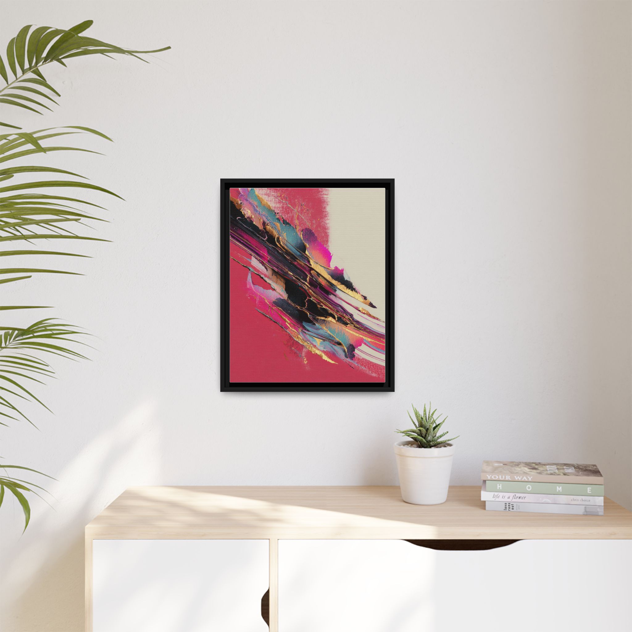 Abstract Art Print | Pink Coral Black Gold Modern Wall Art | Framed Canvas Print - Image 15