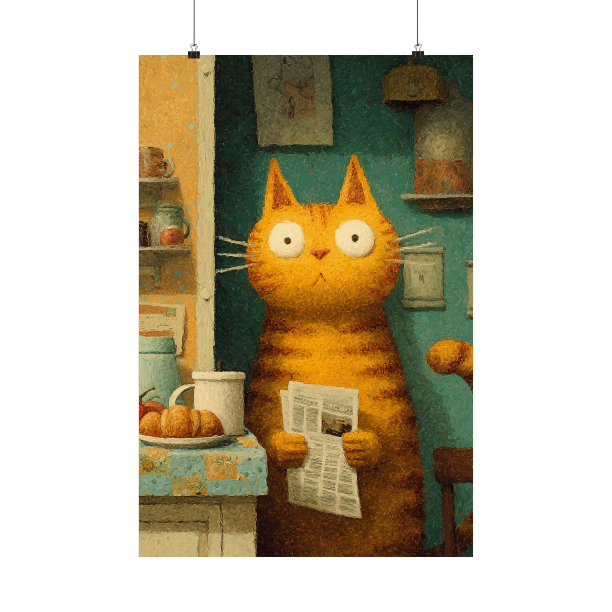 Whimsical Cat Art Print | Colorful Abstract Animals Kids | Matte Poster Print