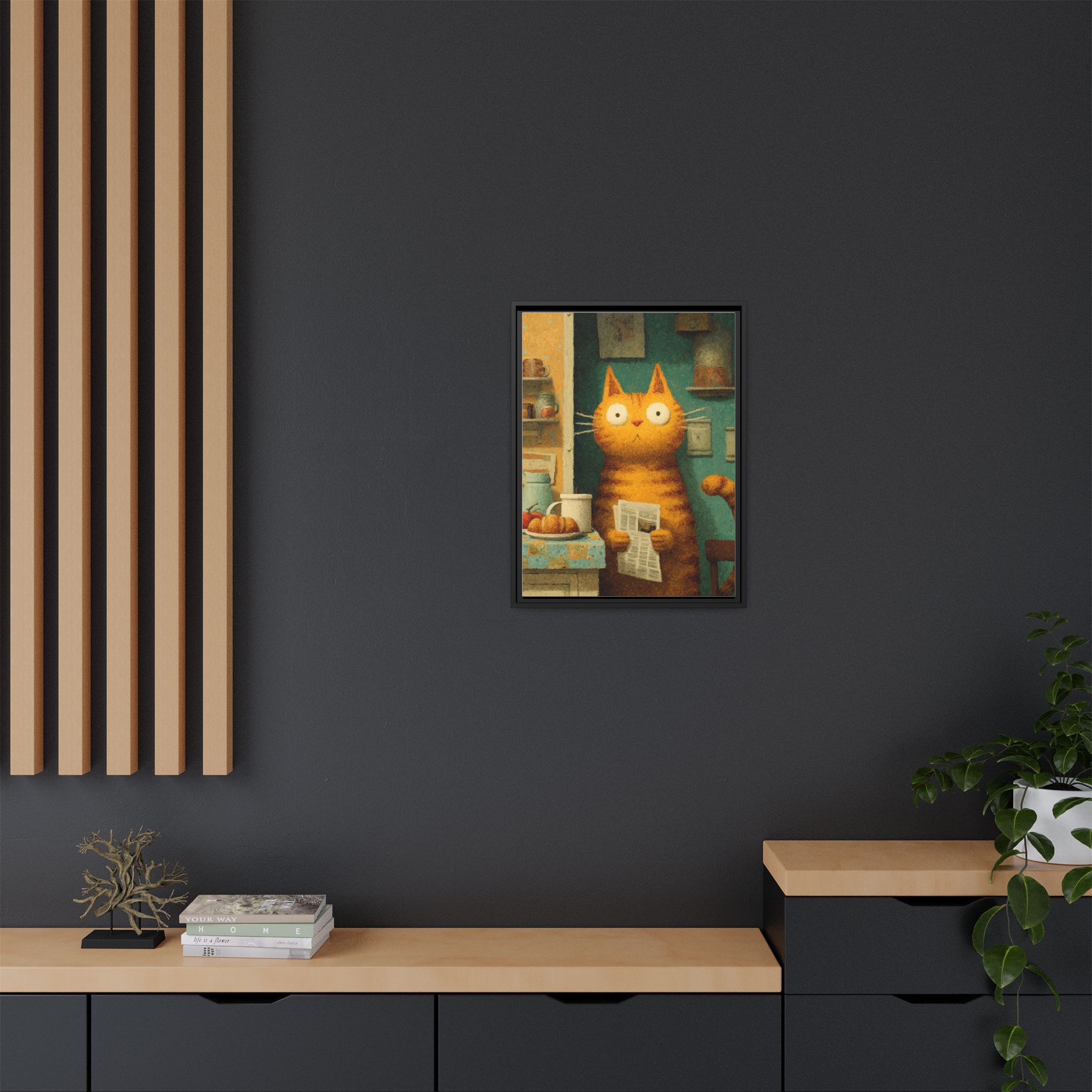 Whimsical Cat Art Print | Colorful Abstract Animals Kids | Framed Canvas Print - Image 44