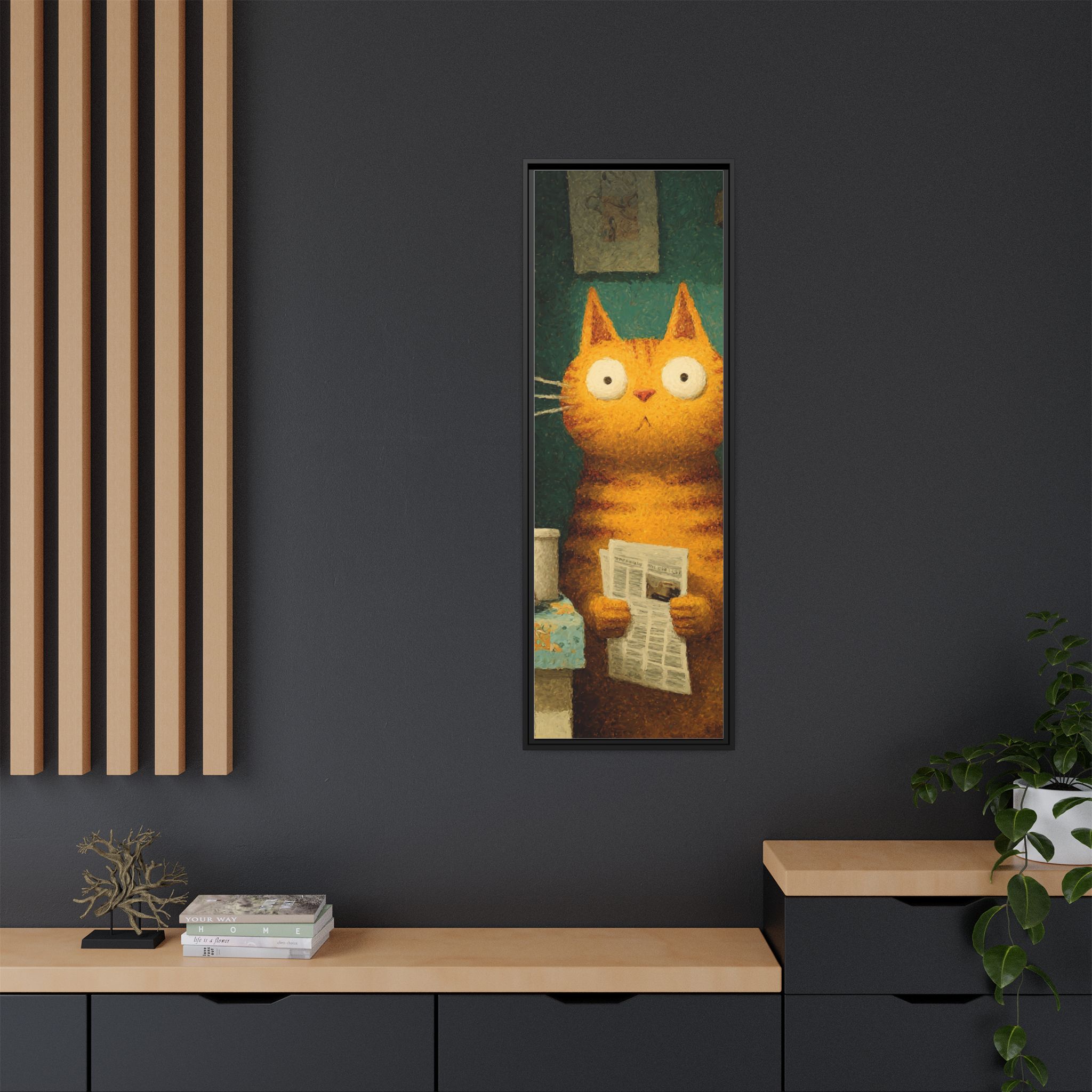 Whimsical Cat Art Print | Colorful Abstract Animals Kids | Framed Canvas Print - Image 24