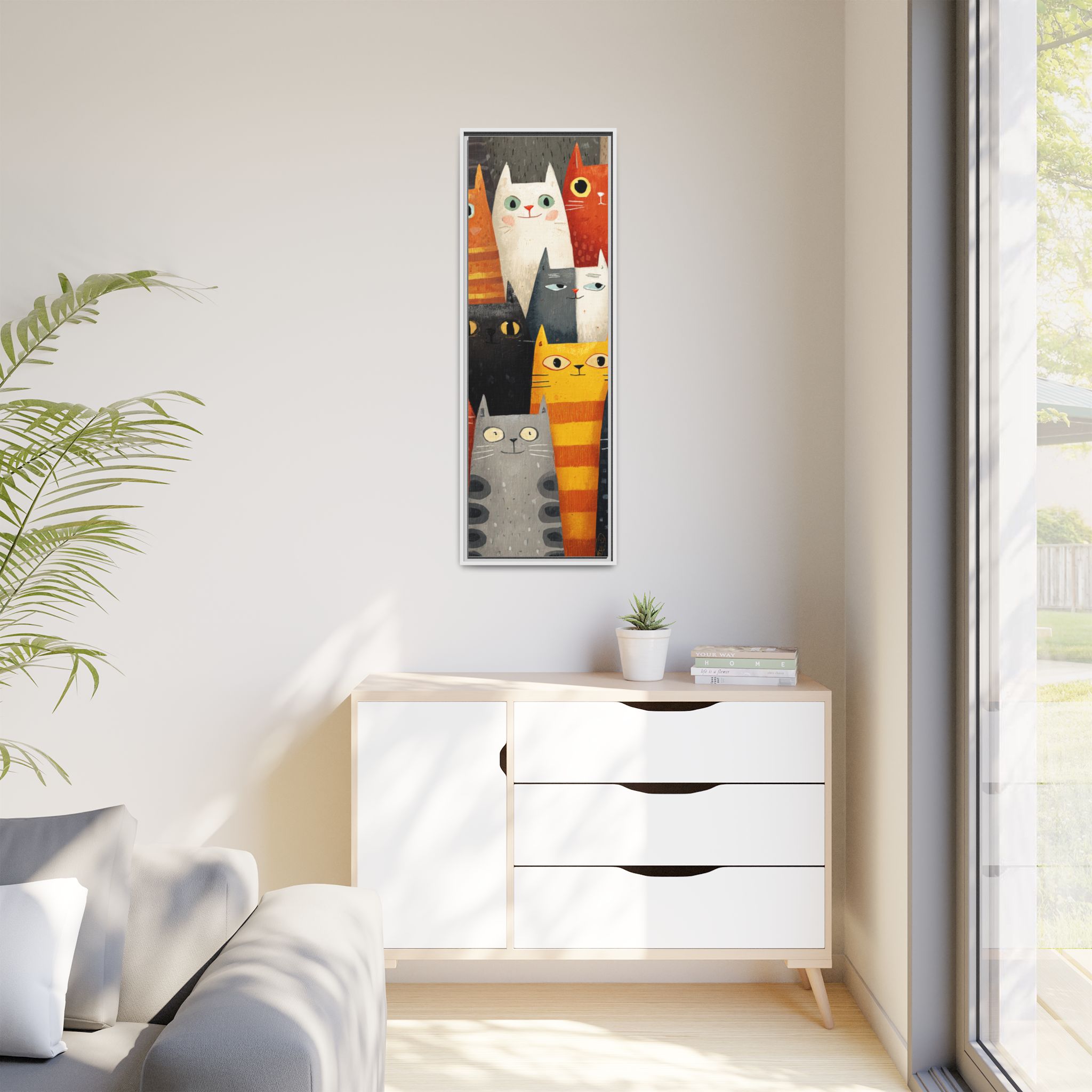 Orange Cat Reading Newspaper Art Print | Whimsical Kitchen Art | Framed Canvas Print - Image 19