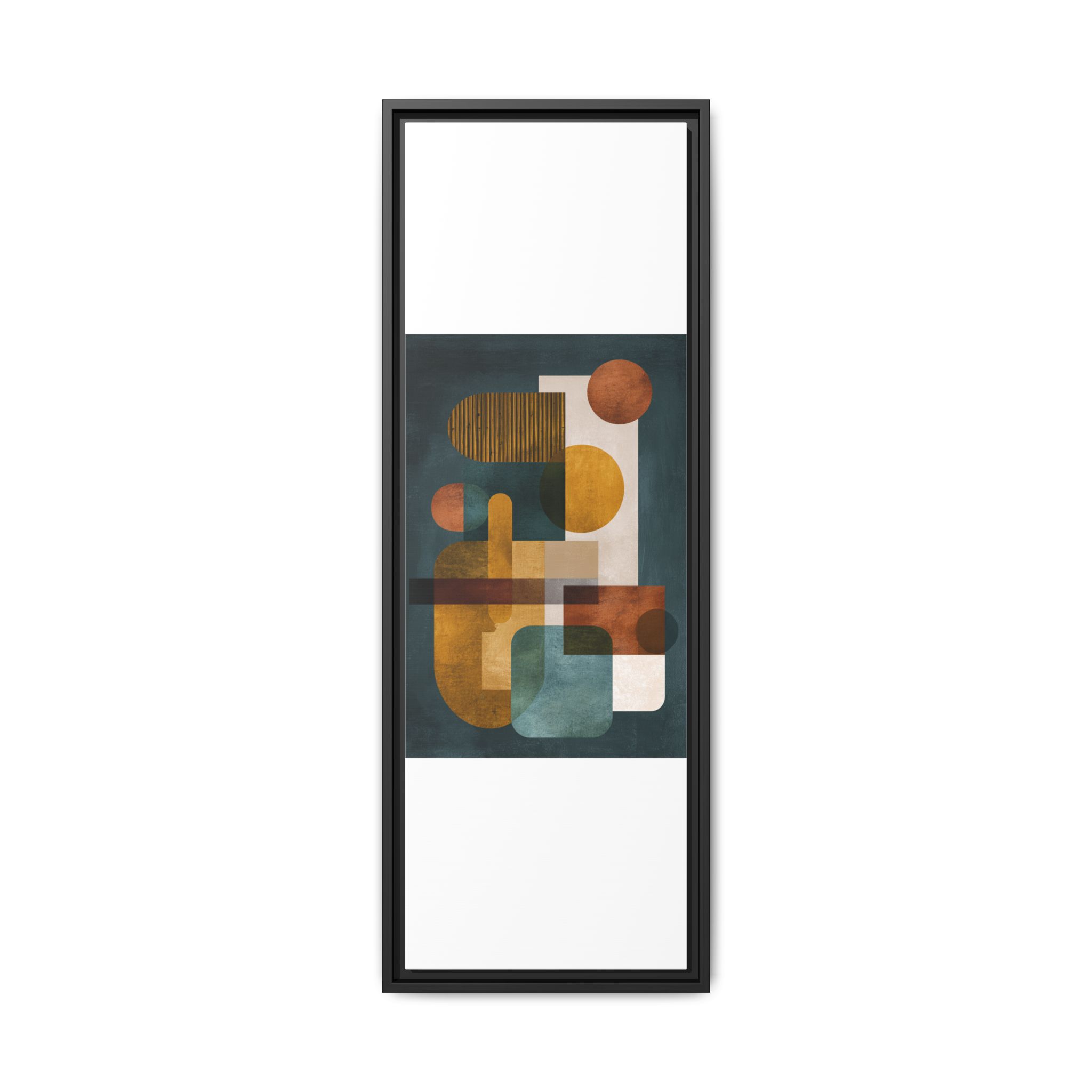 Mid Century Geometric Wall Art Print | Navy Gold Terracotta Abstract Shapes | Boho Modern Living Room Art | Framed Canvas Print - Image 5