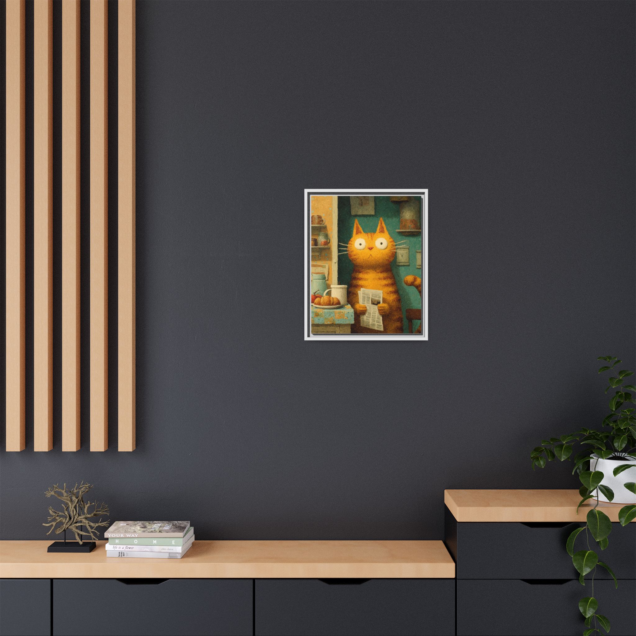 Whimsical Cat Art Print | Colorful Abstract Animals Kids | Framed Canvas Print - Image 28