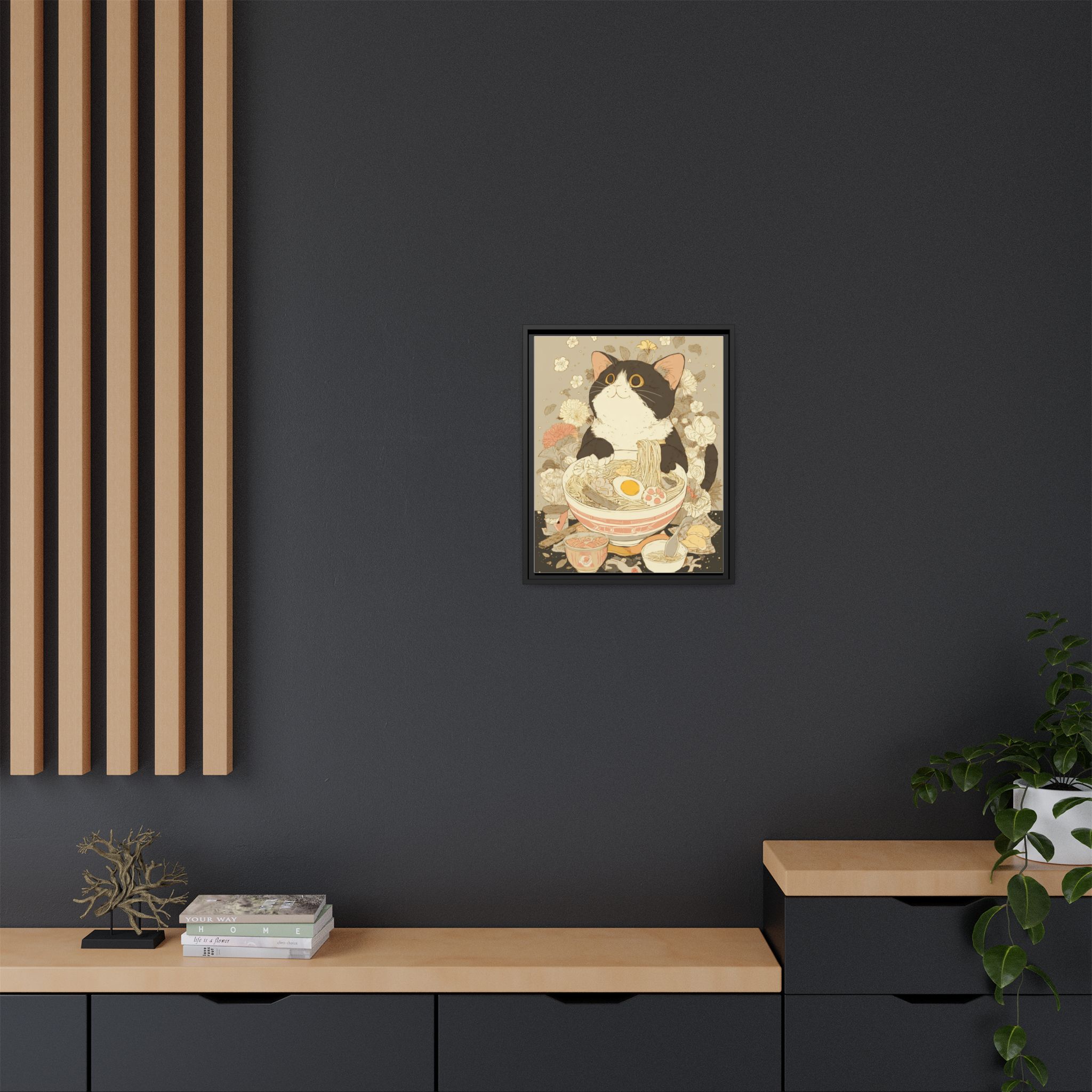 Kawaii Cat Ramen Print | Japanese Kitchen Wall Art | Framed Canvas Print - Image 32