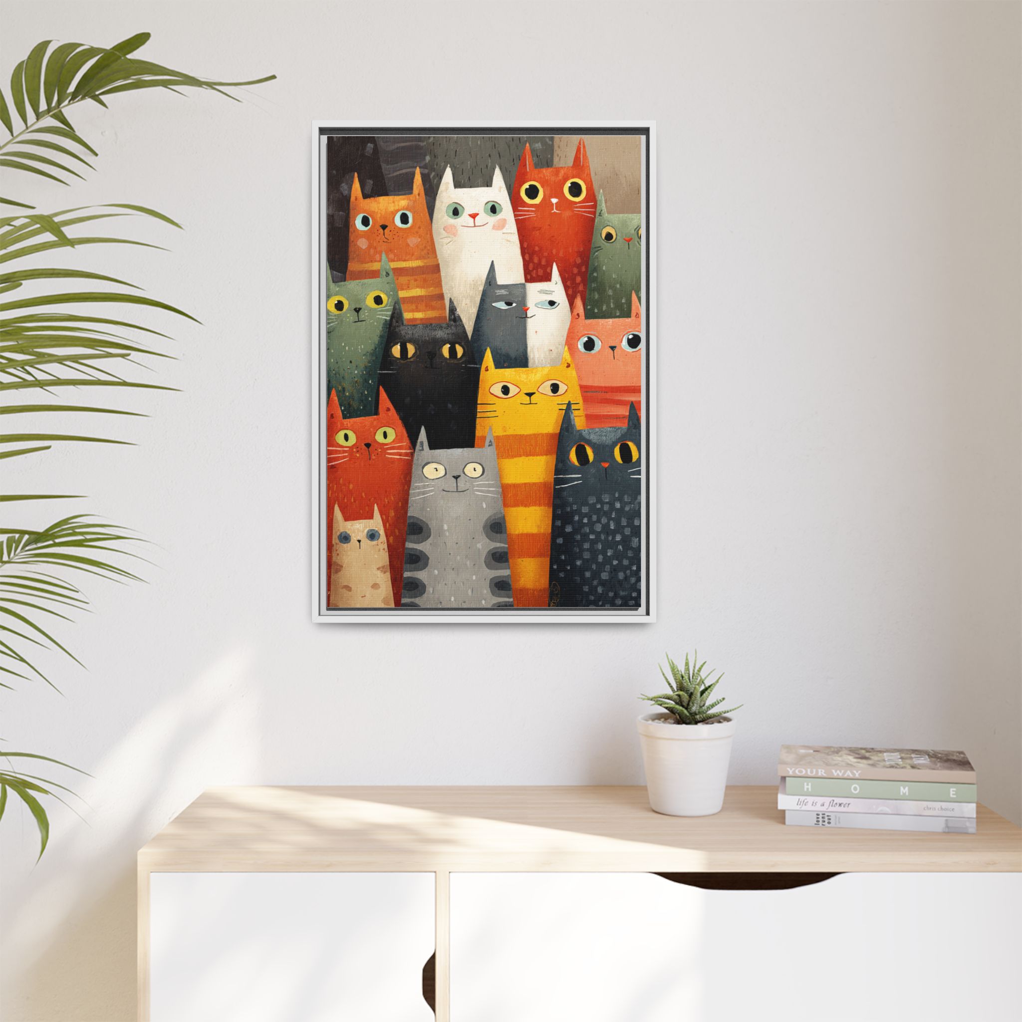 Orange Cat Reading Newspaper Art Print | Whimsical Kitchen Art | Framed Canvas Print - Image 15