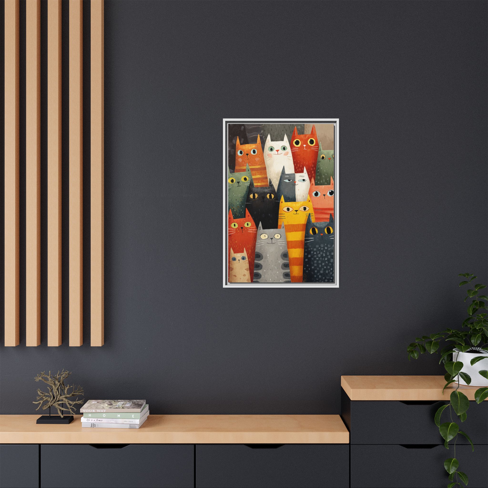 Orange Cat Reading Newspaper Art Print | Whimsical Kitchen Art | Framed Canvas Print - Image 16