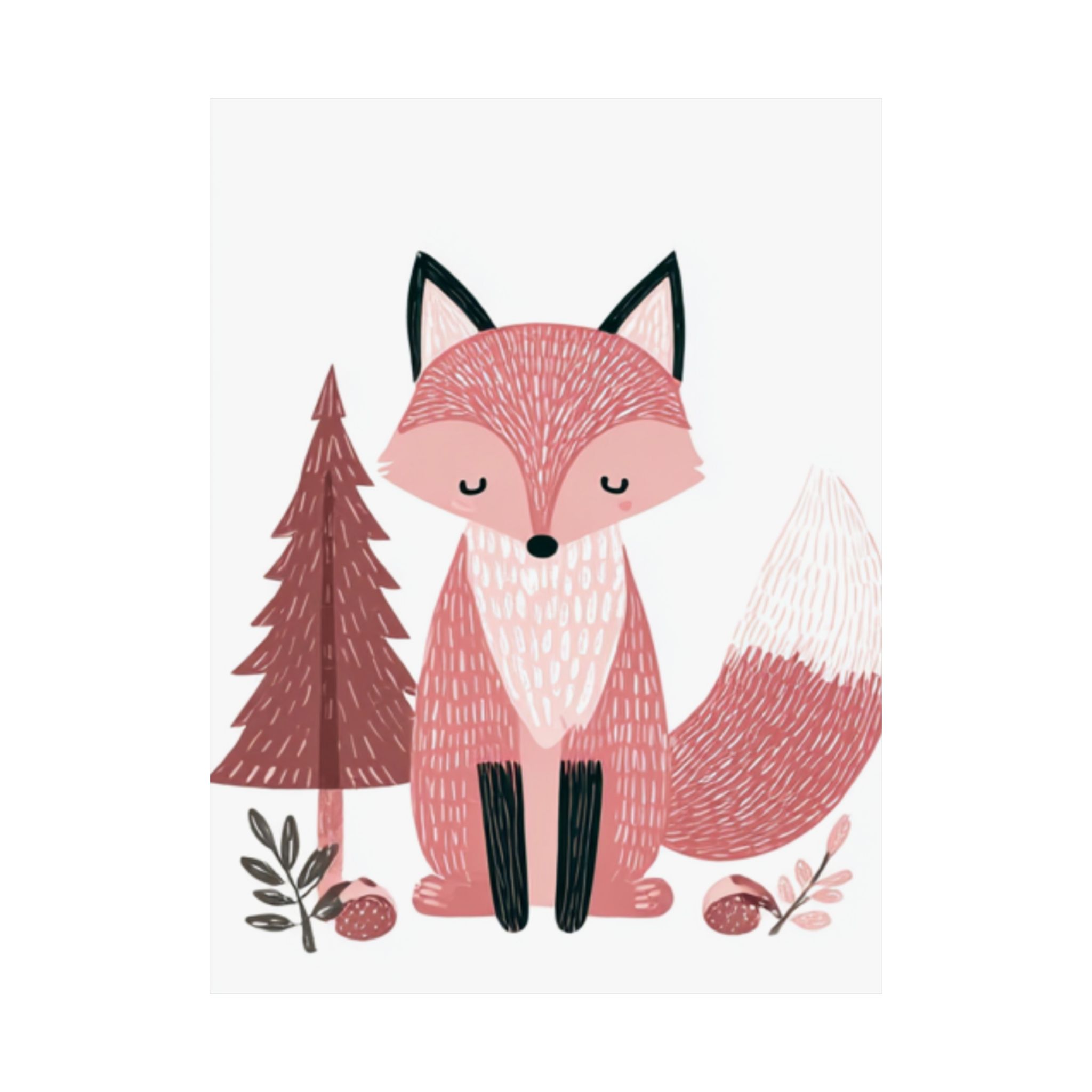 Pink Fox Woodland Nursery Art Print | Whimsical Forest Animal | Matte Poster Print - Image 6